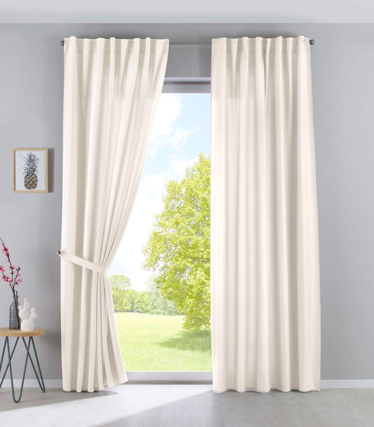 2er Set Vorhänge Verdeckte Schlaufen Cationic »JENA« Blickdicht Leinen Optik Gardinen Meliert Gardinenband mit Raffhalter 2019037-2 Creme HxB 225x140 cm Vorhang Set 2019037-2creme_b05d33b4-b733-484c-bfeb-d38317f24050 | girdainenbox.com