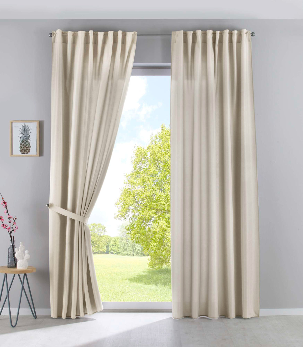 2er Set Vorhänge Verdeckte Schlaufen Cationic »JENA« Blickdicht Leinen Optik Gardinen Meliert Gardinenband mit Raffhalter 2019037-2 Sand HxB 145x140 cm Vorhang Set 2019037-2sand_4b27e295-5d7e-4cfa-b70a-9a69bf9a3d74 | girdainenbox.com