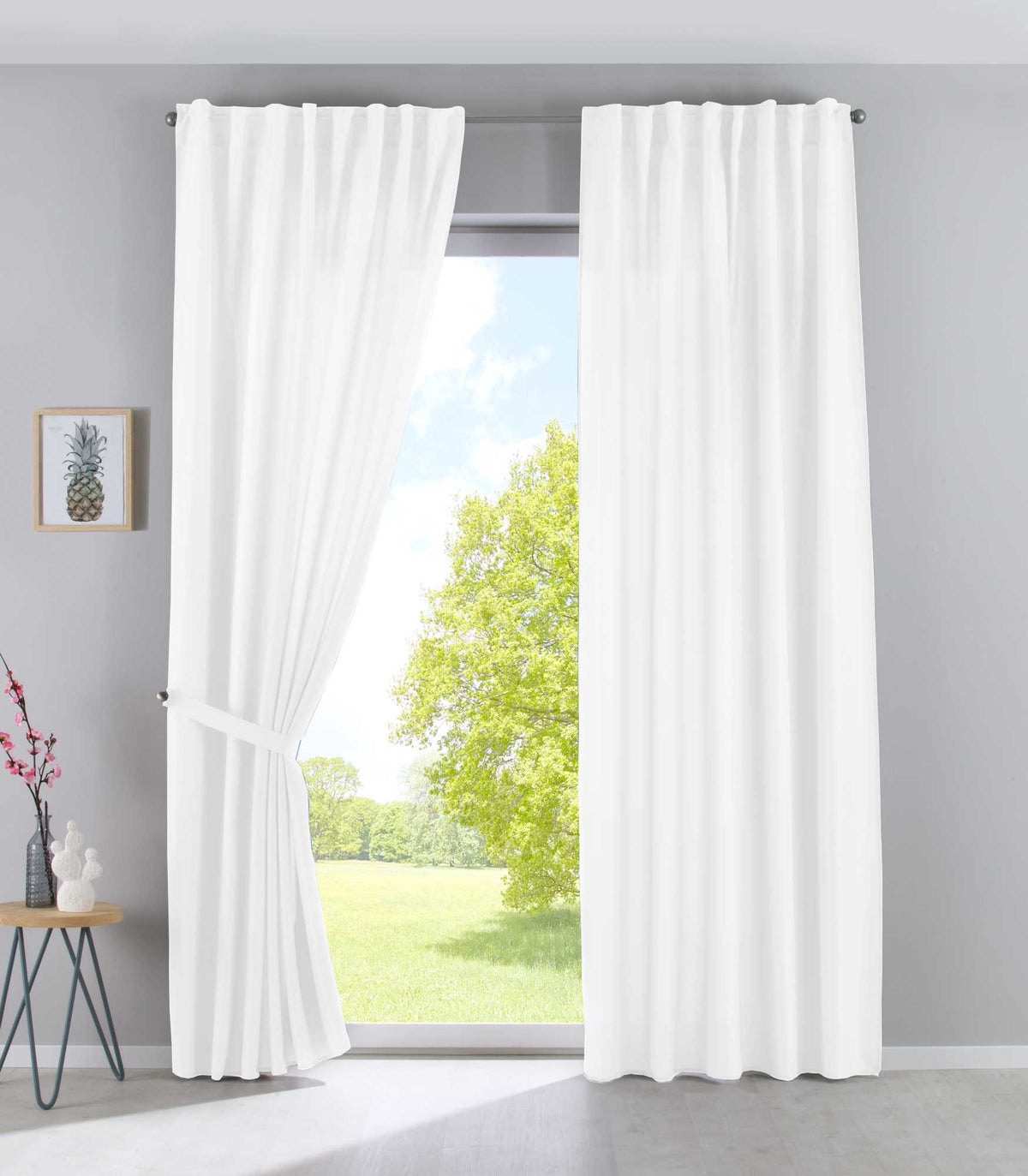 2er Set Vorhänge Verdeckte Schlaufen Cationic »JENA« Blickdicht Leinen Optik Gardinen Meliert Gardinenband mit Raffhalter 2019037-2 Weiß HxB 145x140 cm Vorhang Set 2019037-2weiss_3ddd4ba5-45b6-4b8b-8414-807330398097 | girdainenbox.com