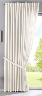 2er Set Vorhänge Verdeckte Schlaufen Cationic »JENA« Blickdicht Leinen Optik Gardinen Meliert Gardinenband mit Raffhalter 2019037-2 Vorhang Set 2019037_doppel_v2_creme | girdainenbox.com