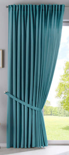 2er Set Vorhänge Verdeckte Schlaufen Cationic »JENA« Blickdicht Leinen Optik Gardinen Meliert Gardinenband mit Raffhalter 2019037-2 Vorhang Set 2019037_doppel_v2_gruen | girdainenbox.com