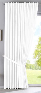 2er Set Vorhänge Verdeckte Schlaufen Cationic »JENA« Blickdicht Leinen Optik Gardinen Meliert Gardinenband mit Raffhalter 2019037-2 Vorhang Set 2019037_doppel_v2_weiss | girdainenbox.com