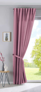 2er Set Vorhänge Verdeckte Schlaufen Cationic »JENA« Blickdicht Leinen Optik Gardinen Meliert Gardinenband mit Raffhalter 2019037-2 Vorhang Set 2019037altrosa-raff | girdainenbox.com