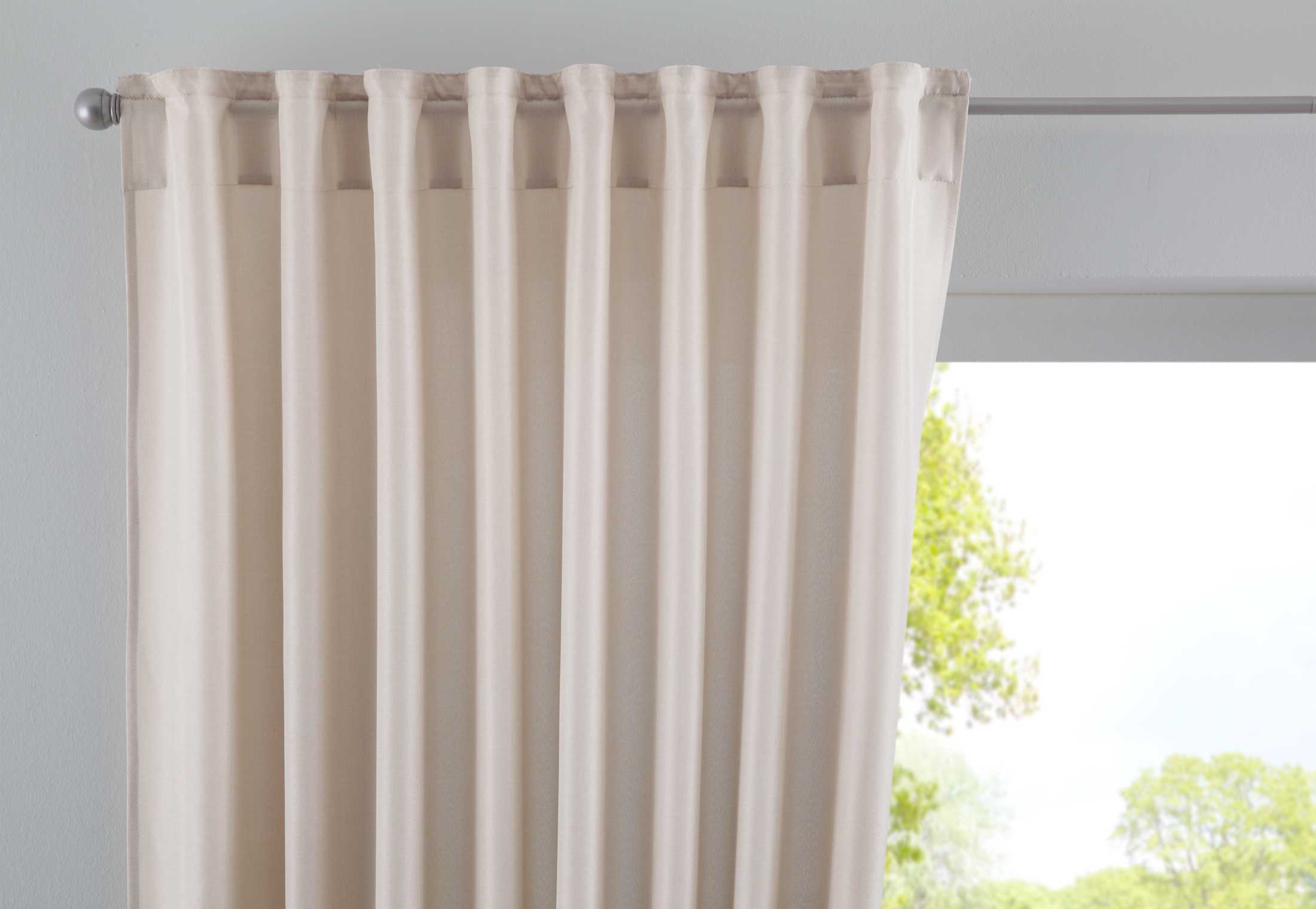 Vorhang Verdeckte Schlaufen Cationic »JENA« Blickdicht Leinen Optik Gardine Meliert Gardinenband mit Raffhalter 2019037 Sand HxB 225x140 cm Vorhang 2019037sand | girdainenbox.com