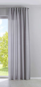 2er Set Vorhänge Verdeckte Schlaufen Cationic »JENA« Blickdicht Leinen Optik Gardinen Meliert Gardinenband mit Raffhalter 2019037-2 Vorhang Set 2019037silber-gerade | girdainenbox.com