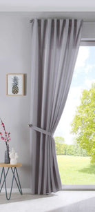 2er Set Vorhänge Verdeckte Schlaufen Cationic »JENA« Blickdicht Leinen Optik Gardinen Meliert Gardinenband mit Raffhalter 2019037-2 Vorhang Set 2019037silber-raff | girdainenbox.com