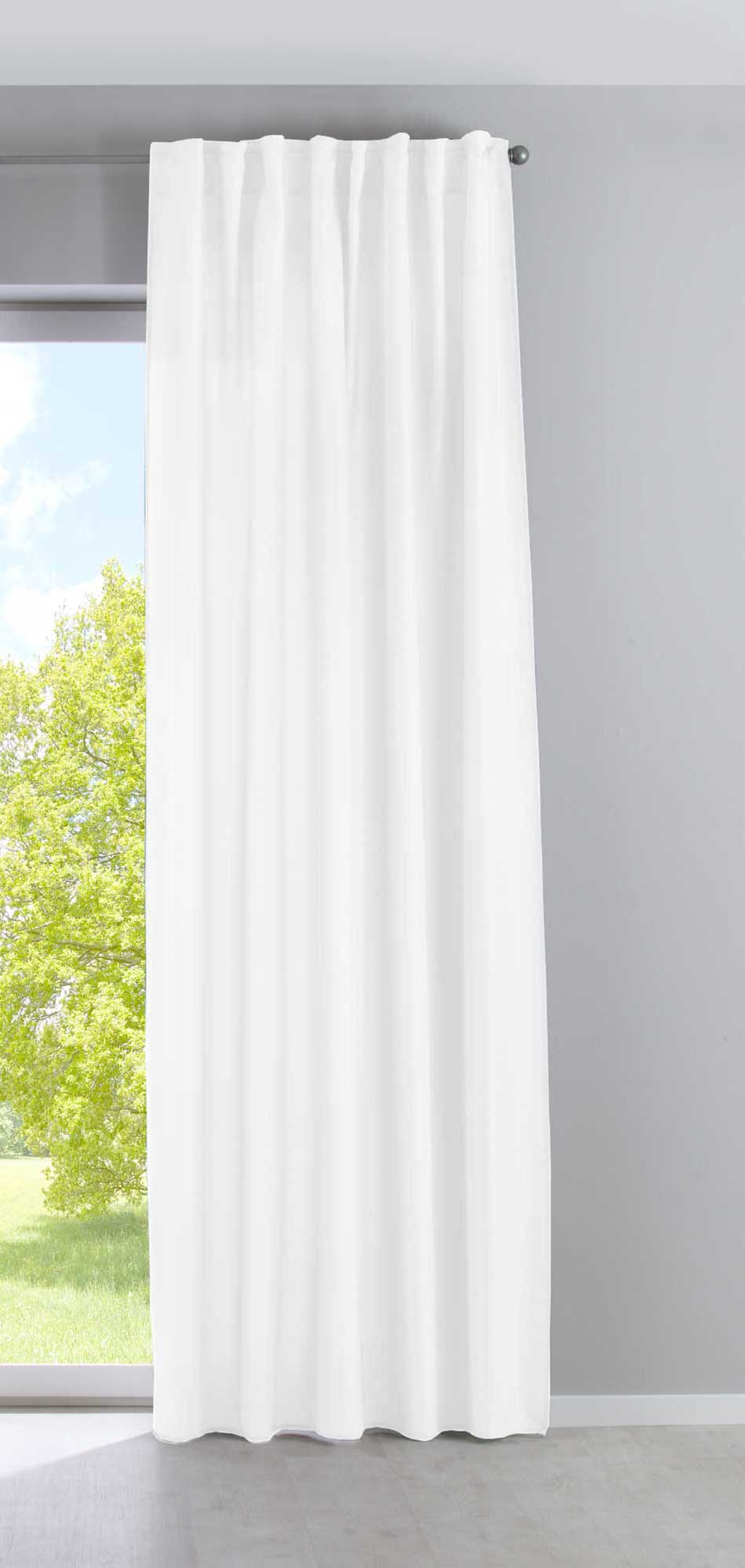 2er Set Vorhänge Verdeckte Schlaufen Cationic »JENA« Blickdicht Leinen Optik Gardinen Meliert Gardinenband mit Raffhalter 2019037-2 Vorhang Set 2019037weiss-gerade_1 | girdainenbox.com