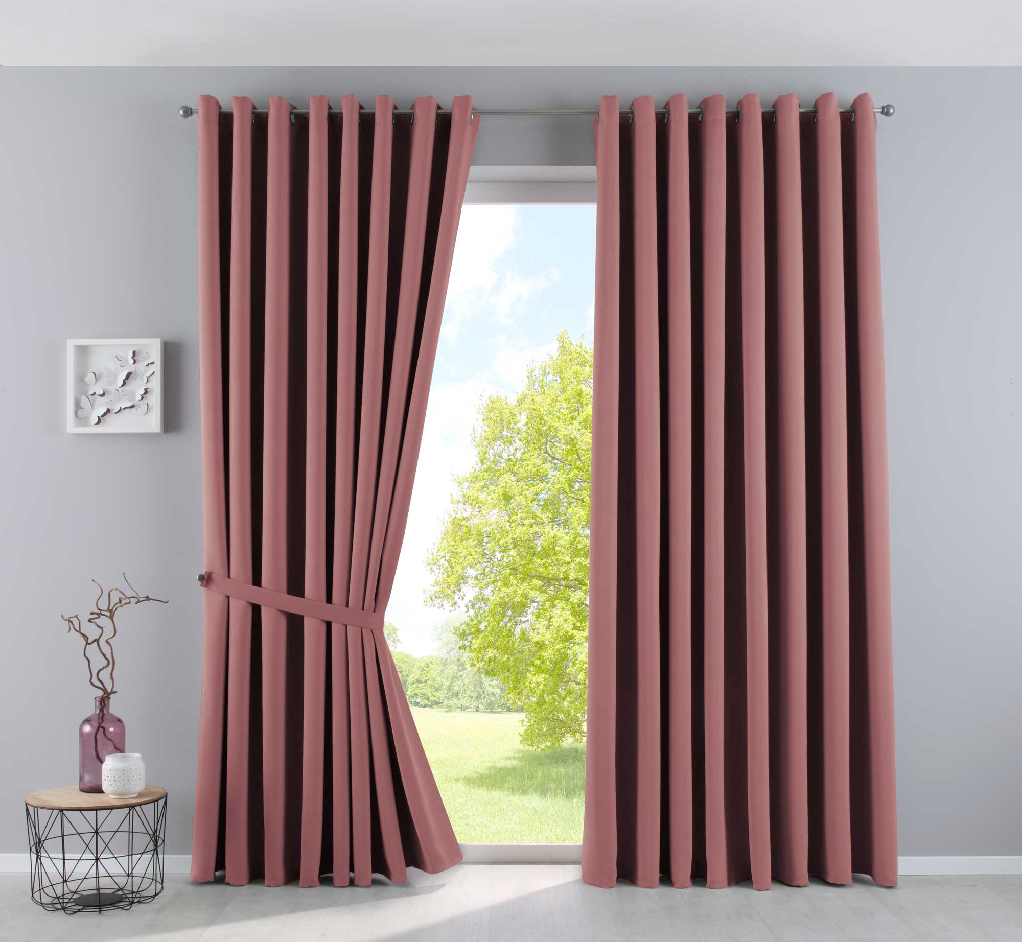 Vorhänge Blickdicht »NewYork« 2er-Pack Thermo-Gardinen Verdunkelungsvorhang Blackout Ösen schalldämmend UV-Schutz Raffhalter 201920600-2 Altrosa HxB 225x295 cm Vorhang Set 201920600-2altrosa-295 | girdainenbox.com