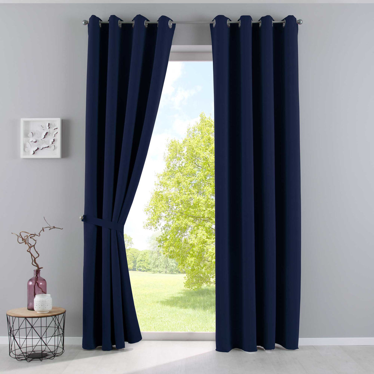 Vorhänge Blickdicht »NewYork« 2er-Pack Thermo-Gardinen Verdunkelungsvorhang Blackout Ösen schalldämmend UV-Schutz Raffhalter 201920600-2 Blau HxB 245x140 cm Vorhang Set 201920600-2blau | girdainenbox.com