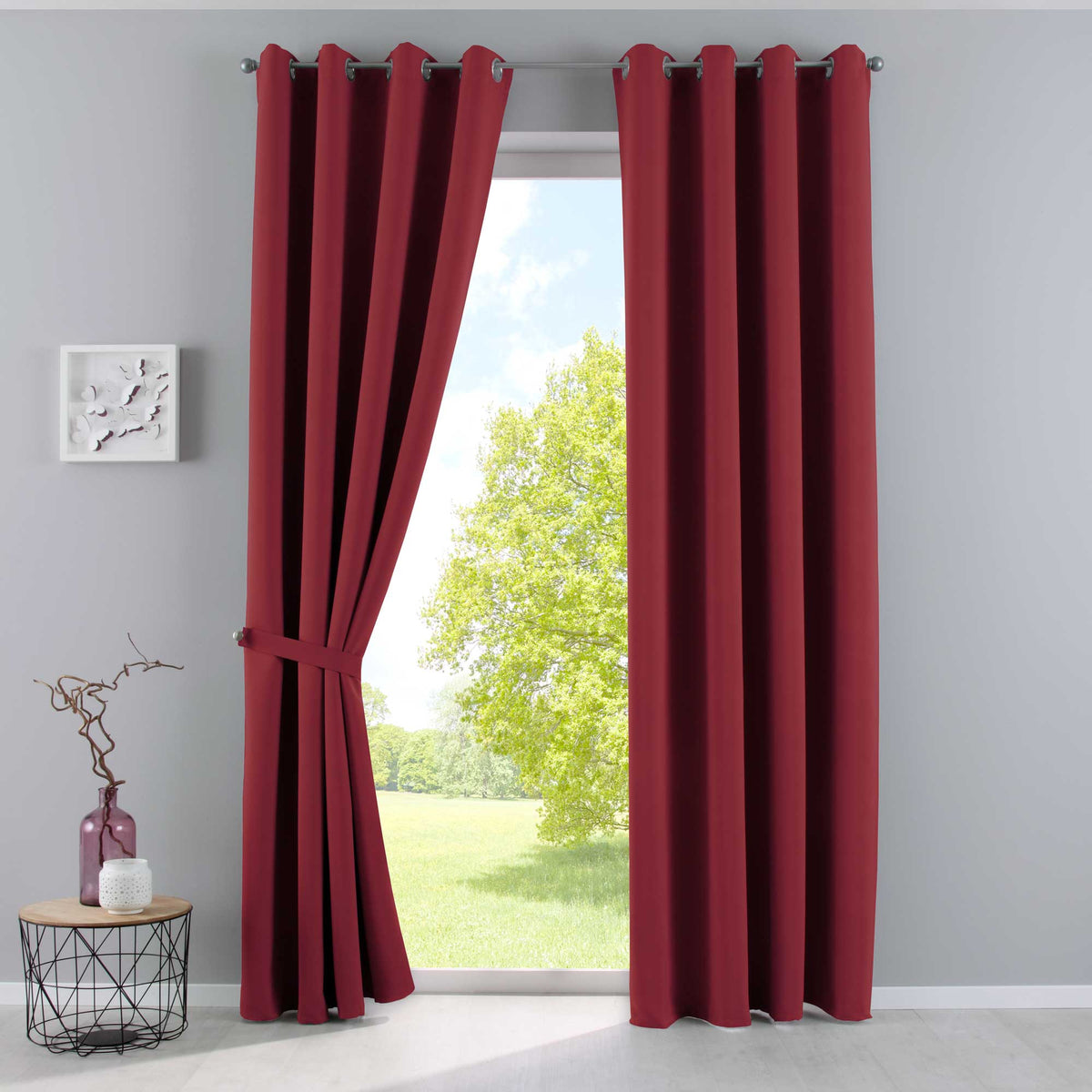 Vorhänge Blickdicht »NewYork« 2er-Pack Thermo-Gardinen Verdunkelungsvorhang Blackout Ösen schalldämmend UV-Schutz Raffhalter 201920600-2 Bordeaux HxB 225x140 cm Vorhang Set 201920600-2bordeaux_c37ab076-0897-4278-84d2-e28abbb4321d | girdainenbox.com