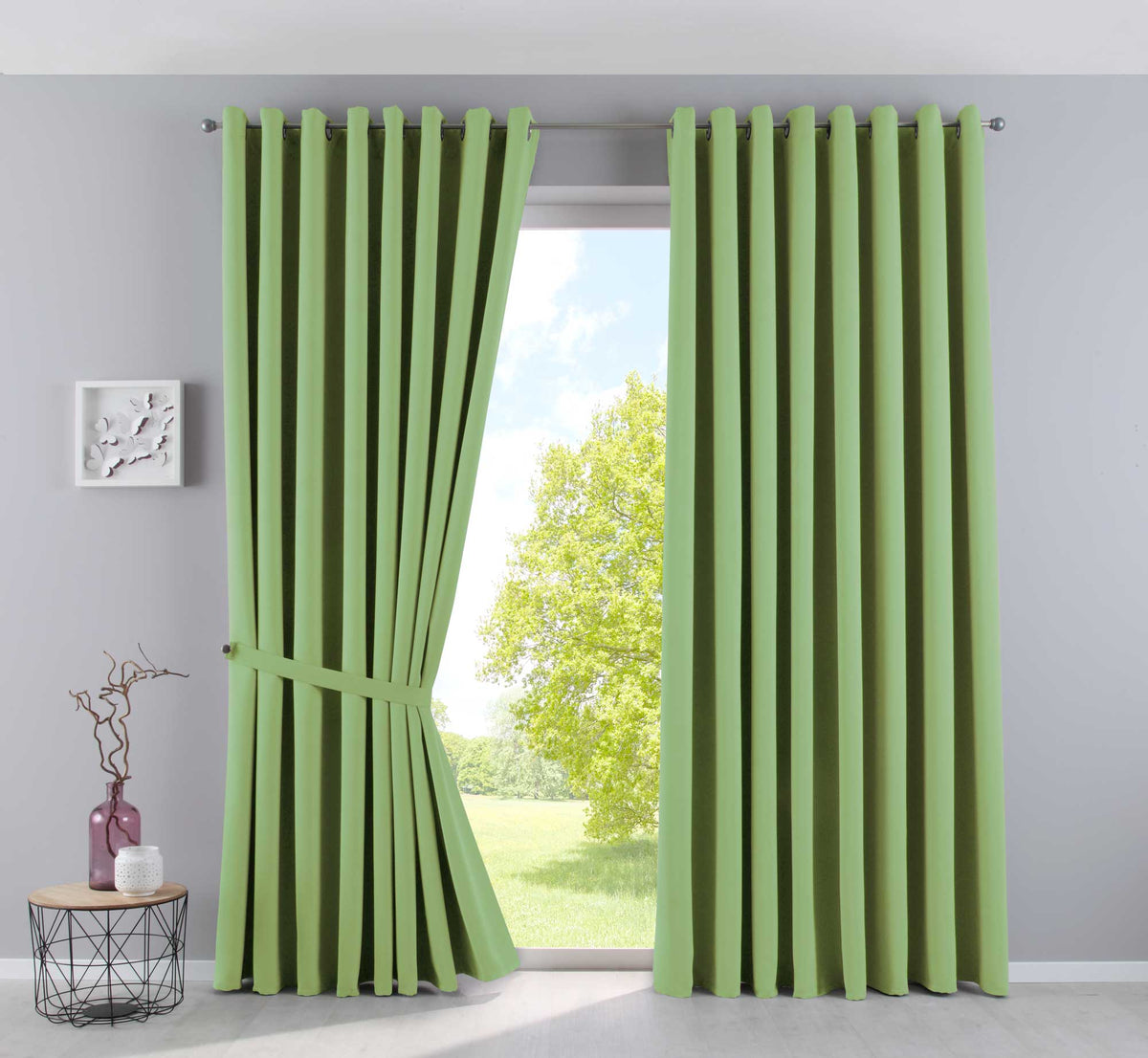 Vorhänge Blickdicht »NewYork« 2er-Pack Thermo-Gardinen Verdunkelungsvorhang Blackout Ösen schalldämmend UV-Schutz Raffhalter 201920600-2 Grün HxB 225x295 cm Vorhang Set 201920600-2gruen-295 | girdainenbox.com