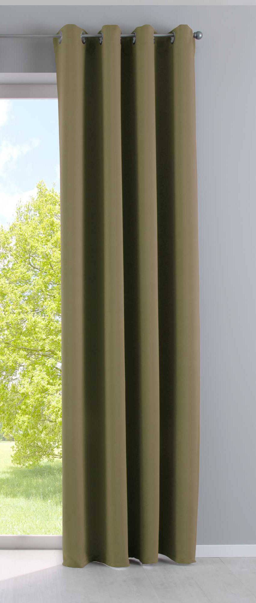 Vorhang Blickdicht »NewYork« 1er-Pack Thermo-Gardine Verdunkelungsvorhang Blackout Ösen schalldämmend UV-Schutz Raffhalter 201920600 Oliv HxB 225x140 cm Vorhang 201920600oliv | girdainenbox.com