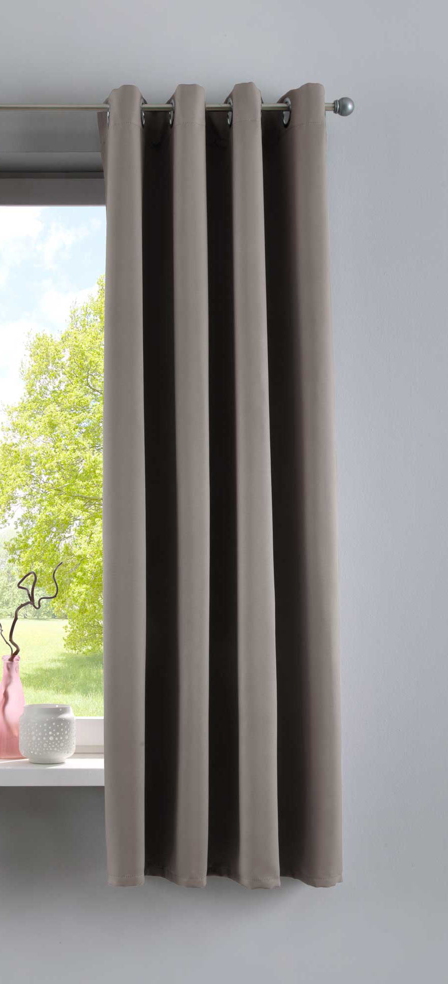 Vorhang Blickdicht »NewYork« 1er-Pack Thermo-Gardine Verdunkelungsvorhang Blackout Ösen schalldämmend UV-Schutz Raffhalter 201920600 Taupe HxB 160x140 cm Vorhang 201920600taupe-160 | girdainenbox.com
