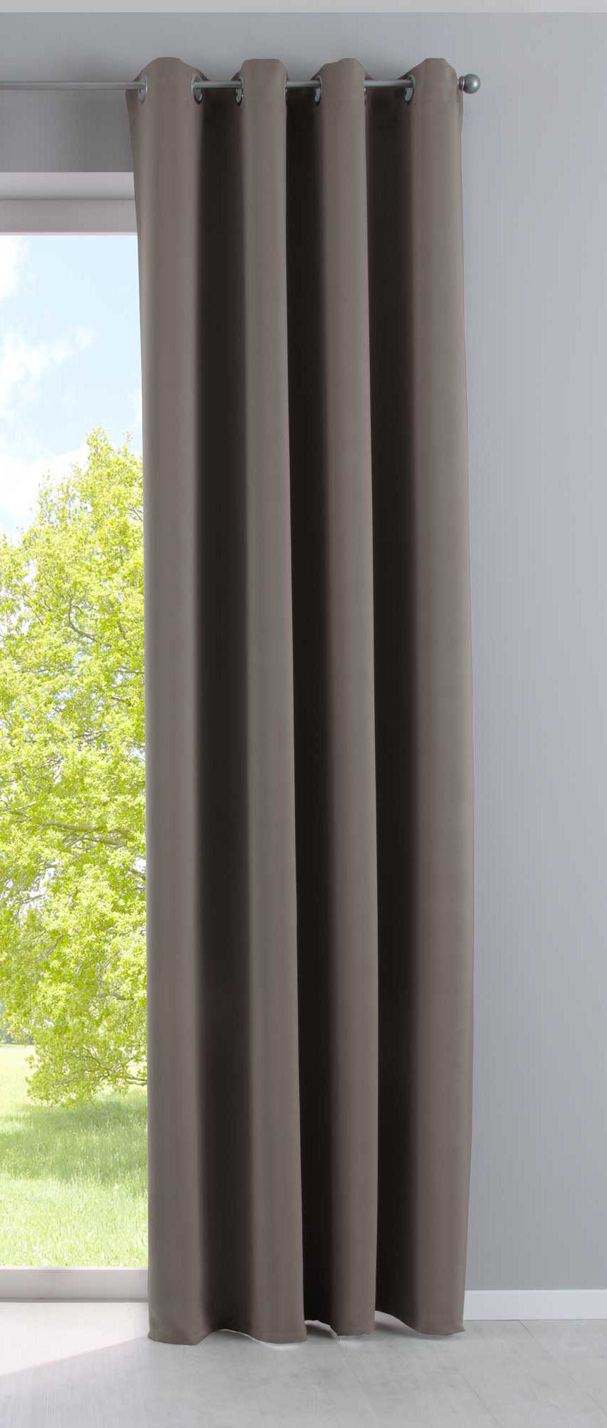 Vorhang Blickdicht »NewYork« 1er-Pack Thermo-Gardine Verdunkelungsvorhang Blackout Ösen schalldämmend UV-Schutz Raffhalter 201920600 Taupe HxB 225x140 cm Vorhang 201920600taupe | girdainenbox.com