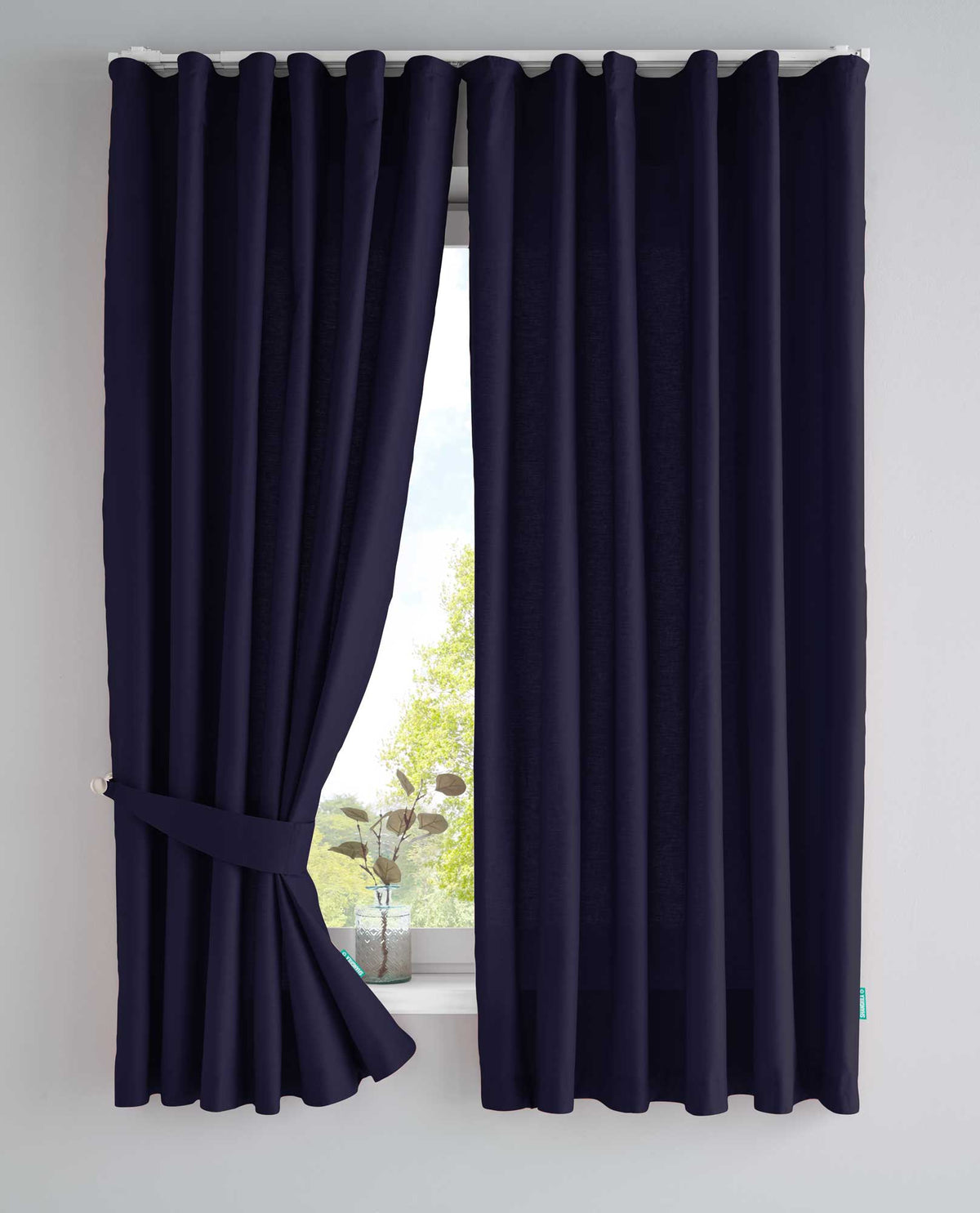 2er Set Bio Organic Vorhänge »Bremen« Reine Bio Baumwolle Blickdicht Gardinen Verdeckte Schlaufen Gardinenband Pflegeleicht 202088 Dunkelblau HxB 160x145 cm Vorhang Set 202088dunkelblau-160 | girdainenbox.com