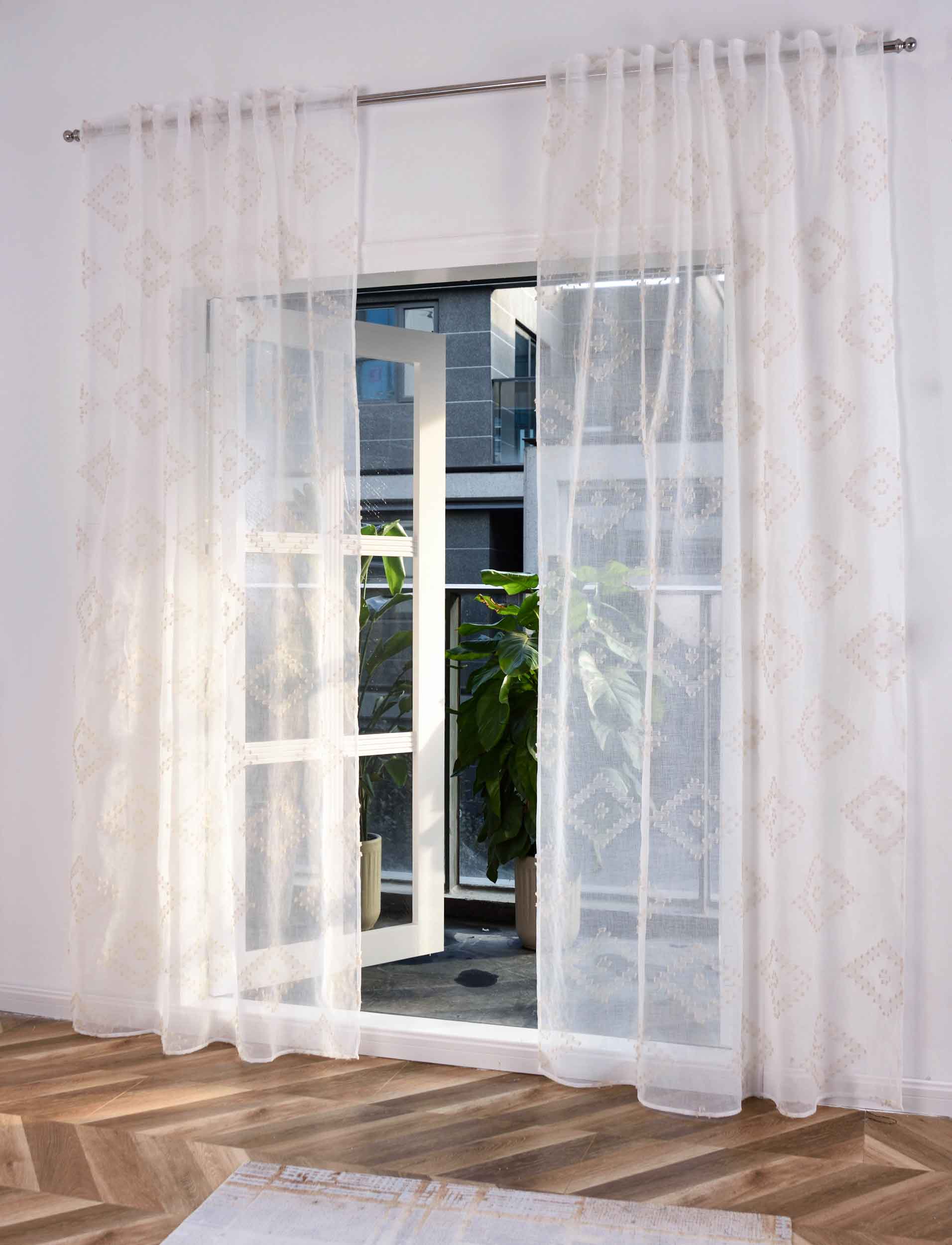 2er Set Gardine »VALENCIA« Multiband Aufhängung Scherli Transparent Leinen-Optik 2023400-408S-2 Natur Taupe Chevron Gardinen Set 2023400-408S-2natur_taupe_chevron | girdainenbox.com