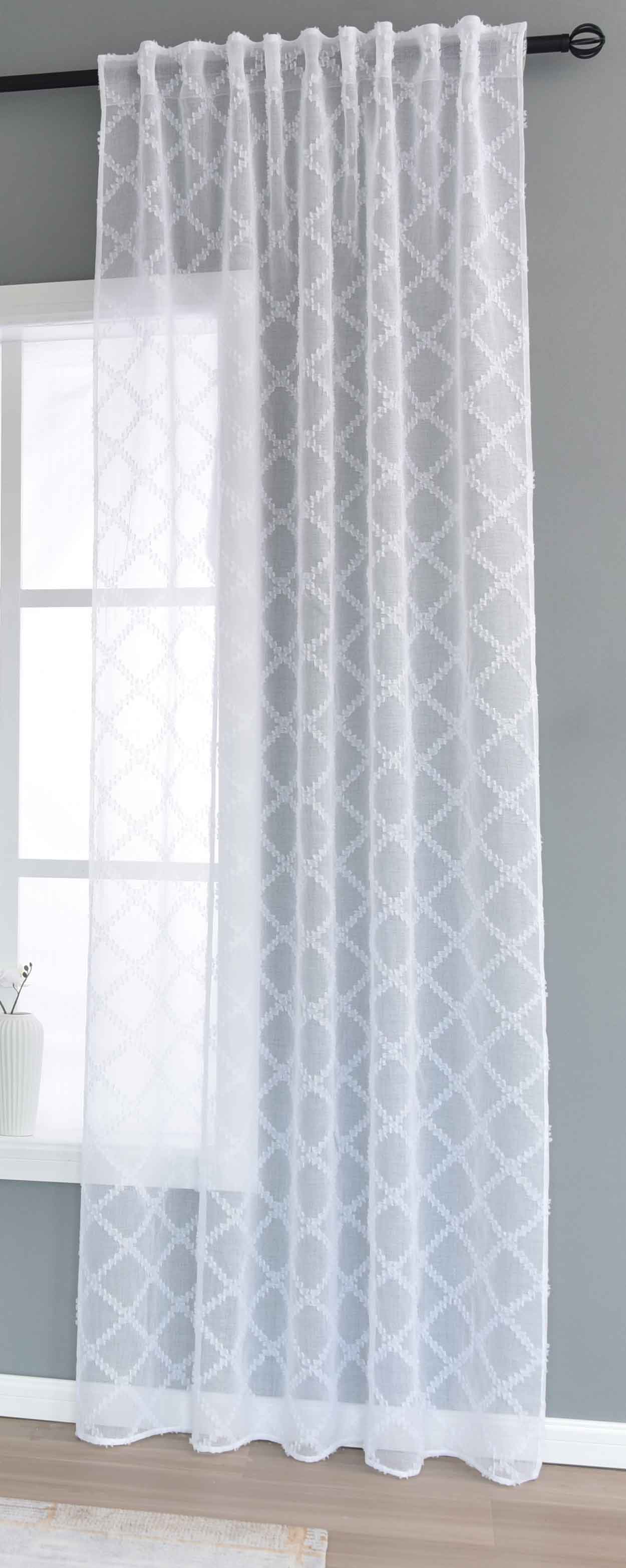 Gardine »VALENCIA« Multiband Aufhängung Scherli Transparent Leinen-Optik 2023400-408S Natur Diamond Gardinenschal 2023400-408Snatur_diamond | girdainenbox.com