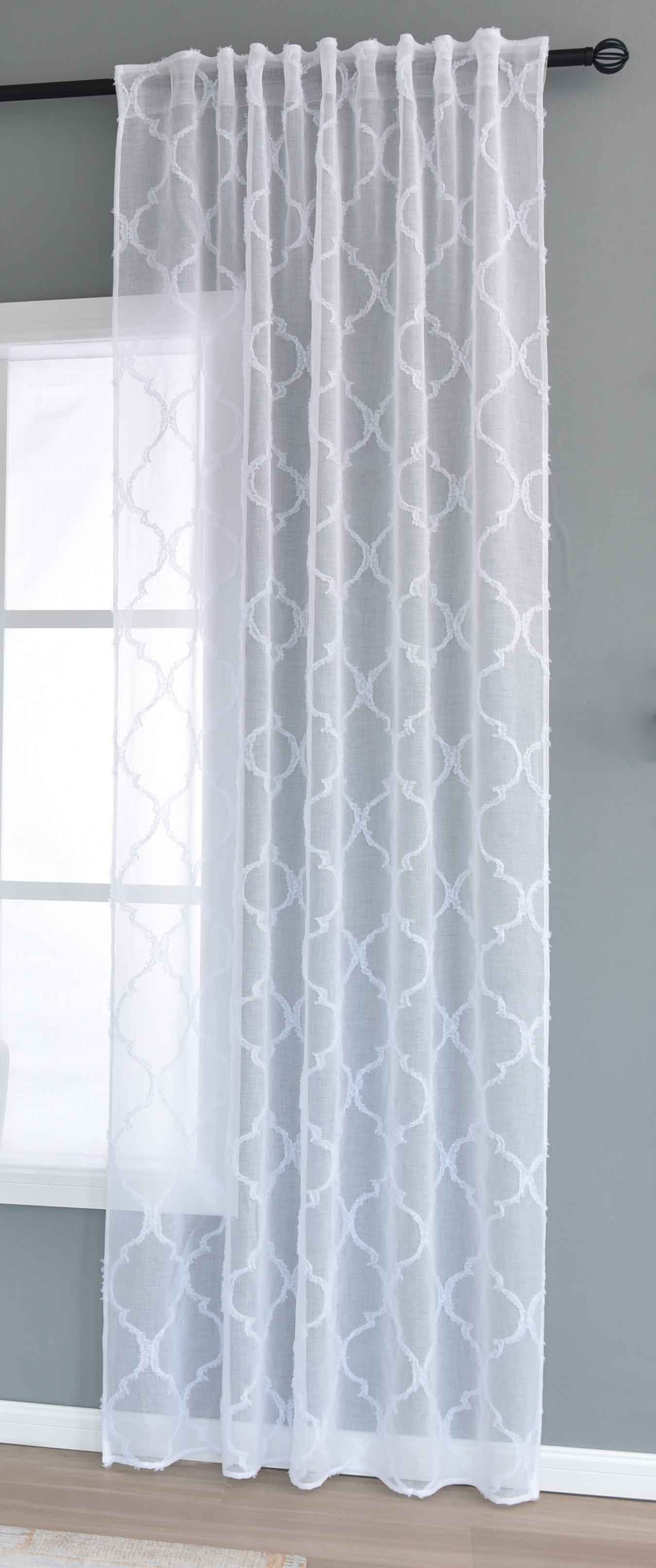 Gardine »VALENCIA« Multiband Aufhängung Scherli Transparent Leinen-Optik 2023400-408S Natur Lacework Gardinenschal 2023400-408Snatur_lacework | girdainenbox.com