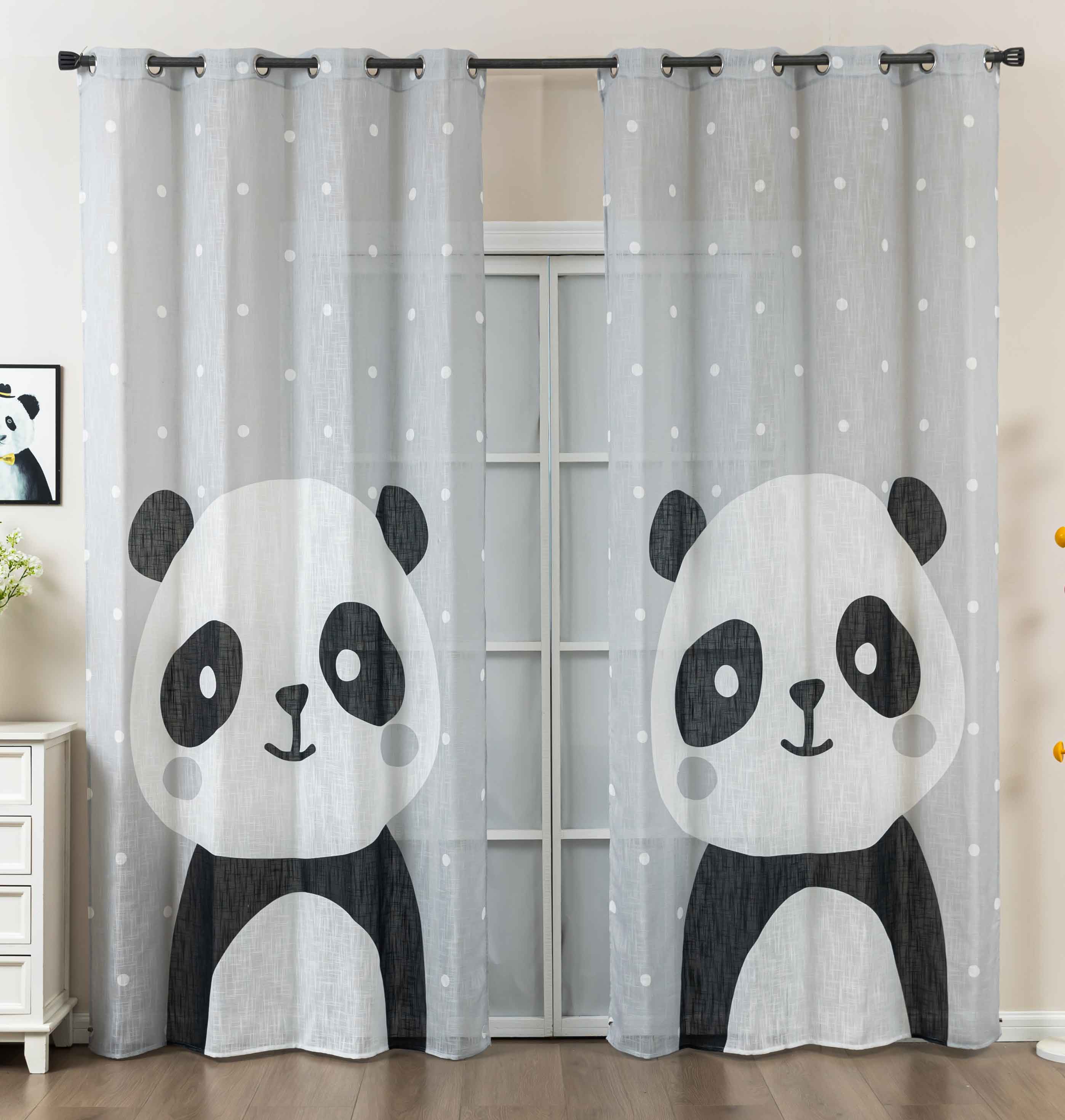 2er Set Vorhang Ösen Grobfaser »Seoul Collection« Digital Druck Ösen Linenlook-Struktur Halbransparent Blickdicht Gardinen Panda Vorhang 2024120-2panda_6514e4e5-eea7-4dad-b6dc-6ecb365aaf68 | girdainenbox.com