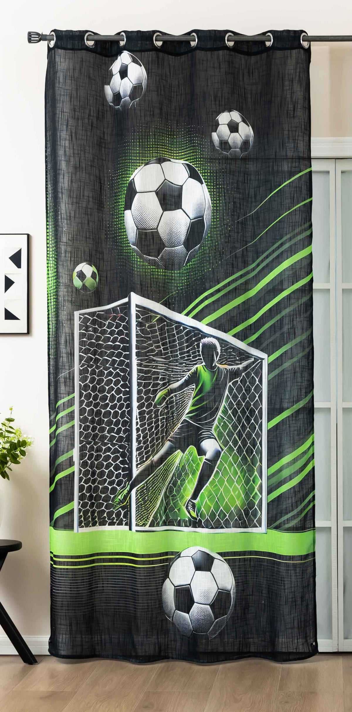 Vorhang Ösen Grobfaser »Seoul Collection« Digital Druck Ösen Gardinen Linenlook-Struktur Halbransparent Blickdicht 2024120 Fussball Tor Vorhang 2024120fussball_tor | girdainenbox.com