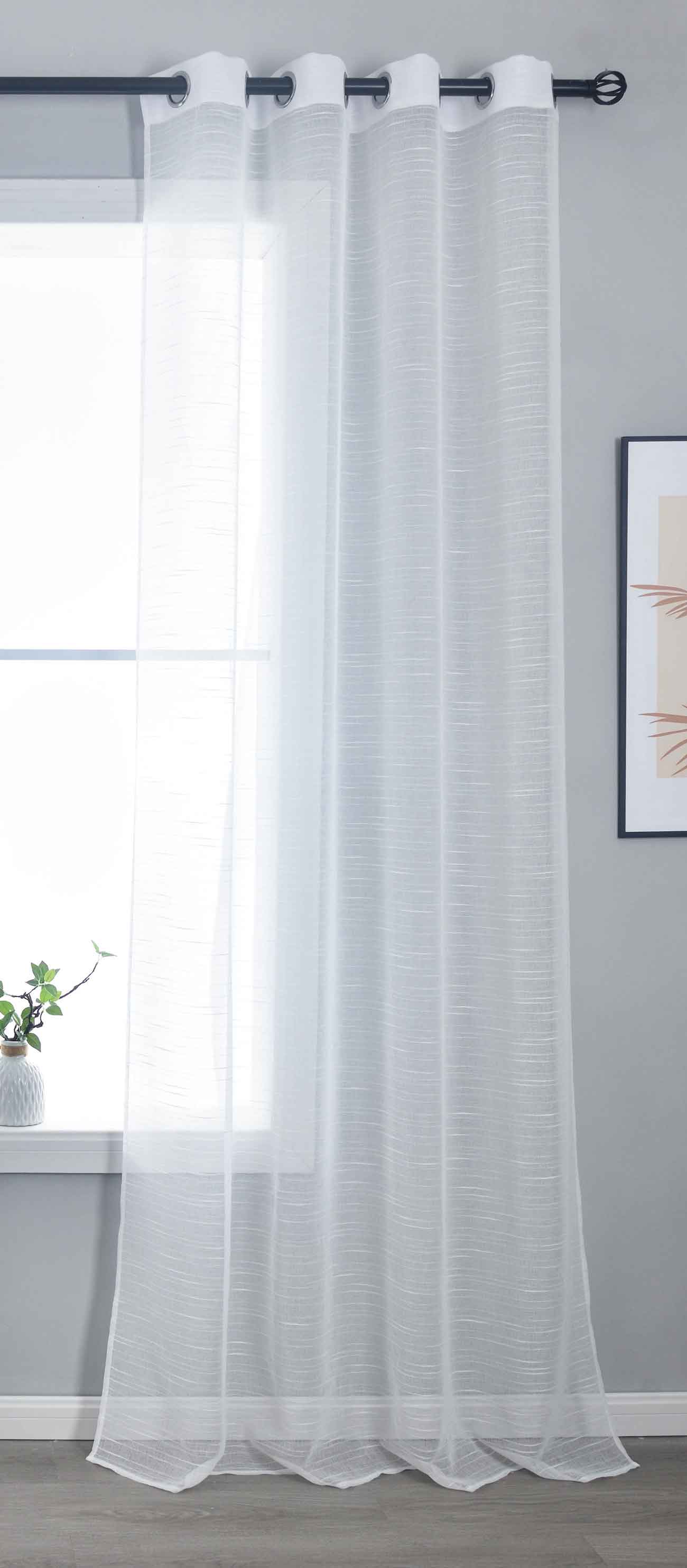 Gardine »Dresden« Ösen HxB 245x135 cm Natur Raffhalter filigran leicht modern elegant Linienmuster 202440 Gardinenschal 202440natur | girdainenbox.com