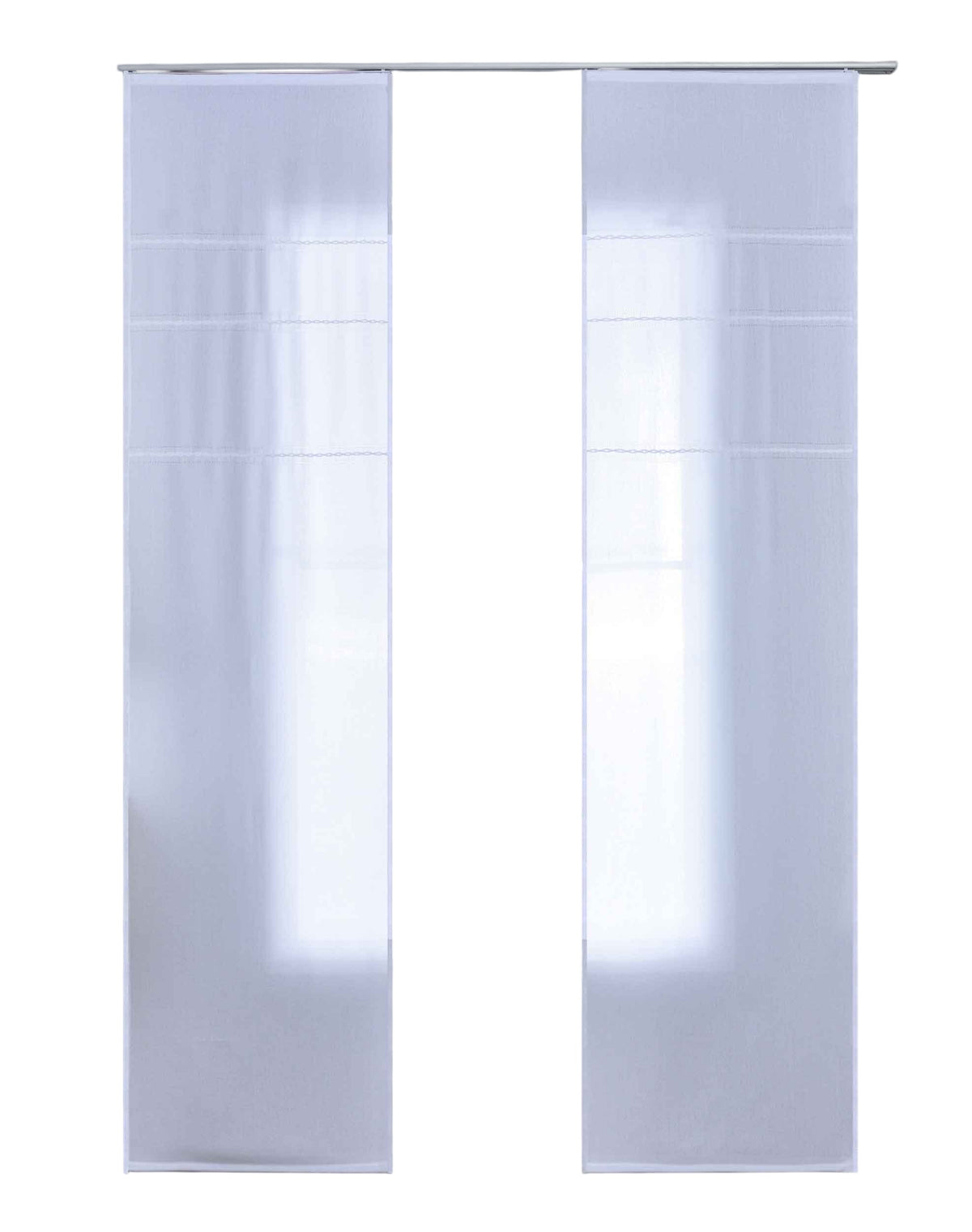 2er Set Halbtransparente Schiebegardinen mit Paneelwagen »Leipzig« Kettenmuster lichtdurchlässig elegante Struktur 202450P-2 Schiebegardine 202450P-2weiss-crop_d9d232a9-b123-4e3d-b474-d0a0eebc39dc | girdainenbox.com