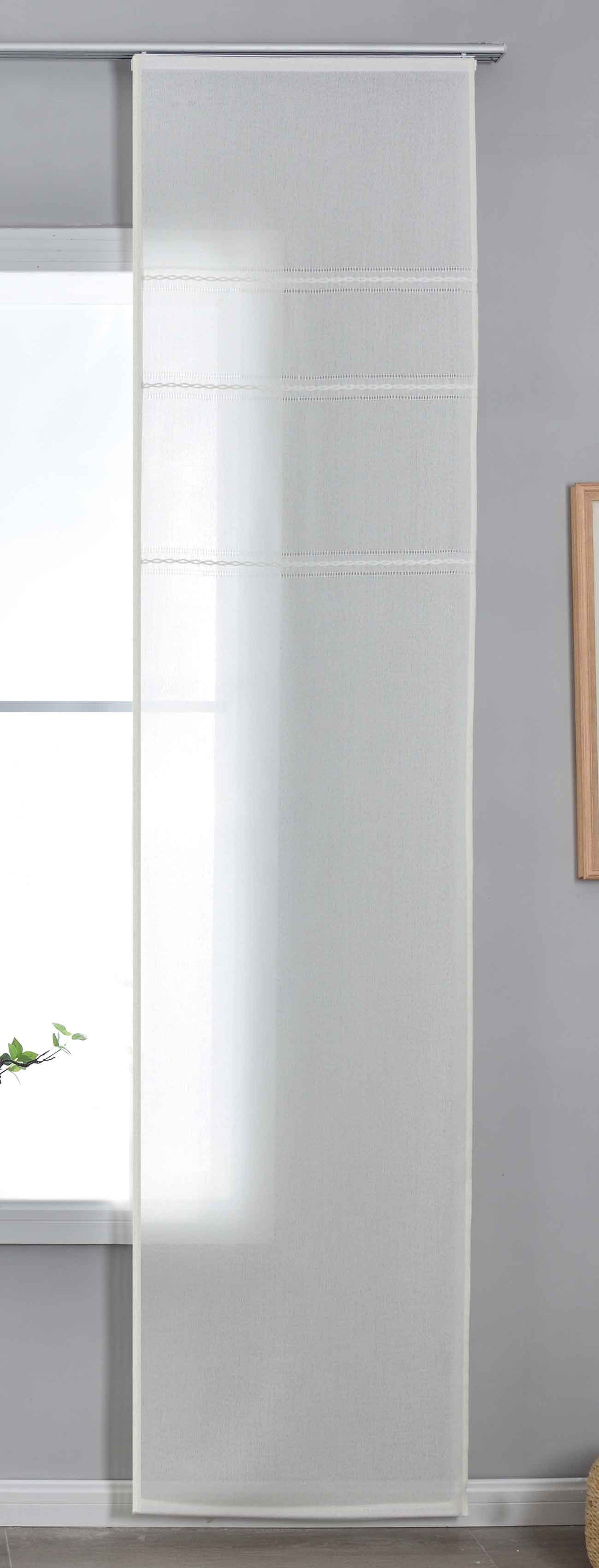 Halbtransparente Schiebegardine mit Paneelwagen »Leipzig« Kettenmuster lichtdurchlässig elegante Struktur 202450P Schiebegardine 202450Pnatur | girdainenbox.com