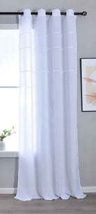 Halbtransparente Gardine mit Ösen »Leipzig« Kettenmuster lichtdurchlässig elegante Struktur 202450 Weiß Gardinenschal 202450weiss | girdainenbox.com
