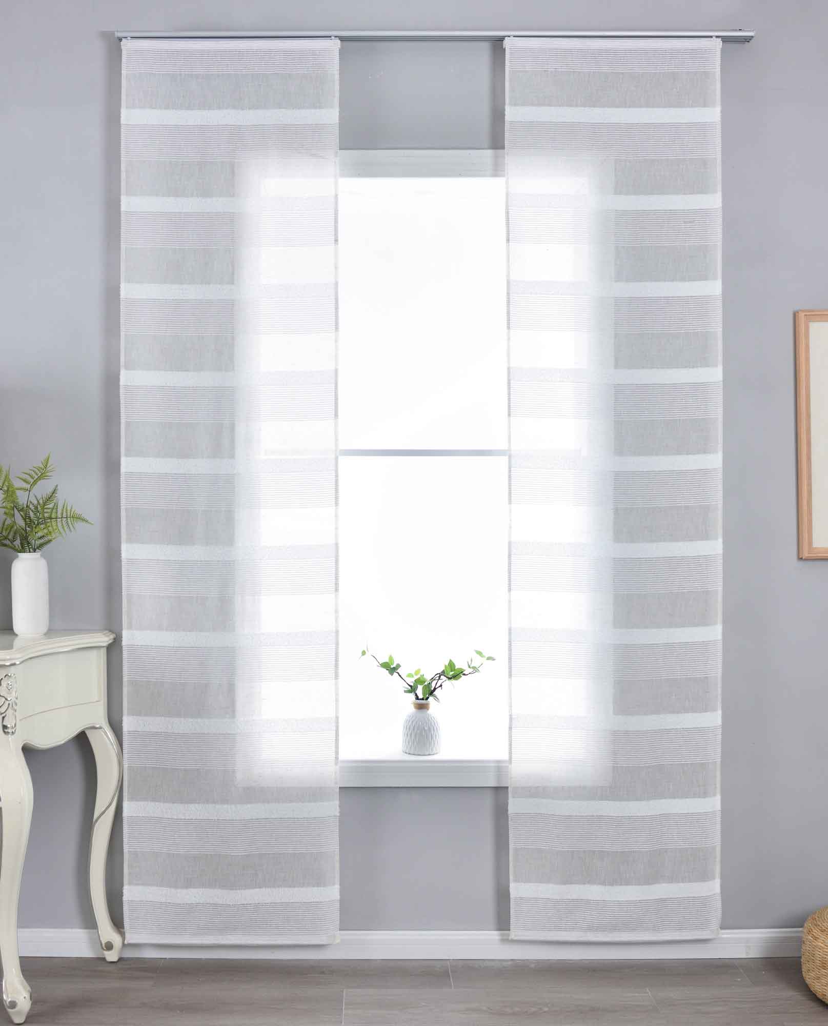 2er Set Halbtransparente Schiebegardinen Paneelwagen HxB 245x60 cm Natur Meliert »Halle« Chenille Leinenbindung Lichtdurchlässig Halbtransparent 202480P-2 Schiebegardine 202480P-2natur_meliert | girdainenbox.com