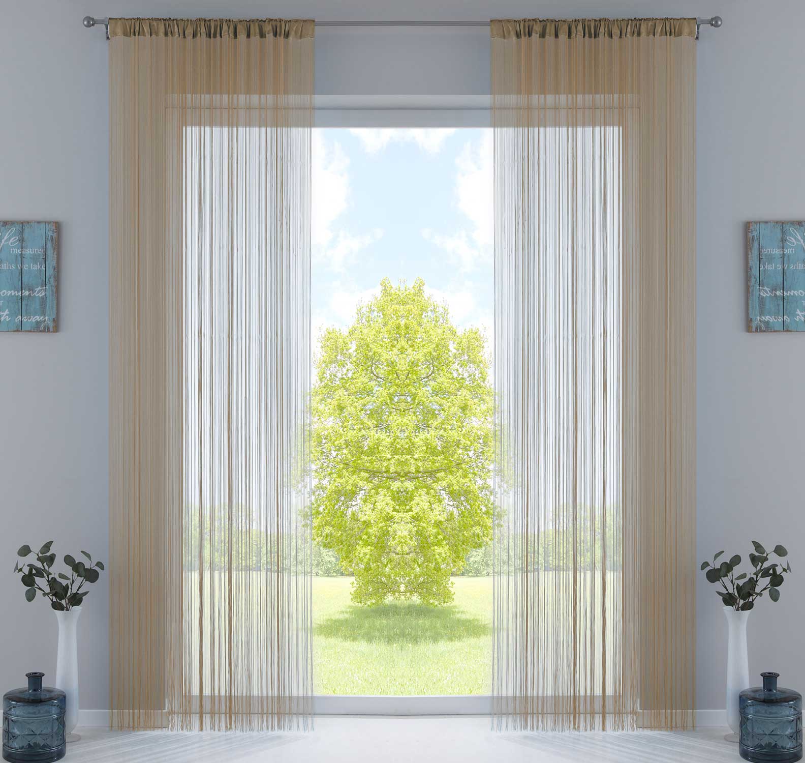 2er Set Fadengardine mit Tunneldurchzug und eingenähtem Kräuselband, geeignet für Gardinenstangen und Gardinenschienen Fadenvorhänge Fadenstores Raumteiler 20303CN2 Beige HxB 270x140 cm Fadengardine 20303CN2beige_21b3e7f9-c7e0-45e8-8715-c5aa981ac346 | girdainenbox.com