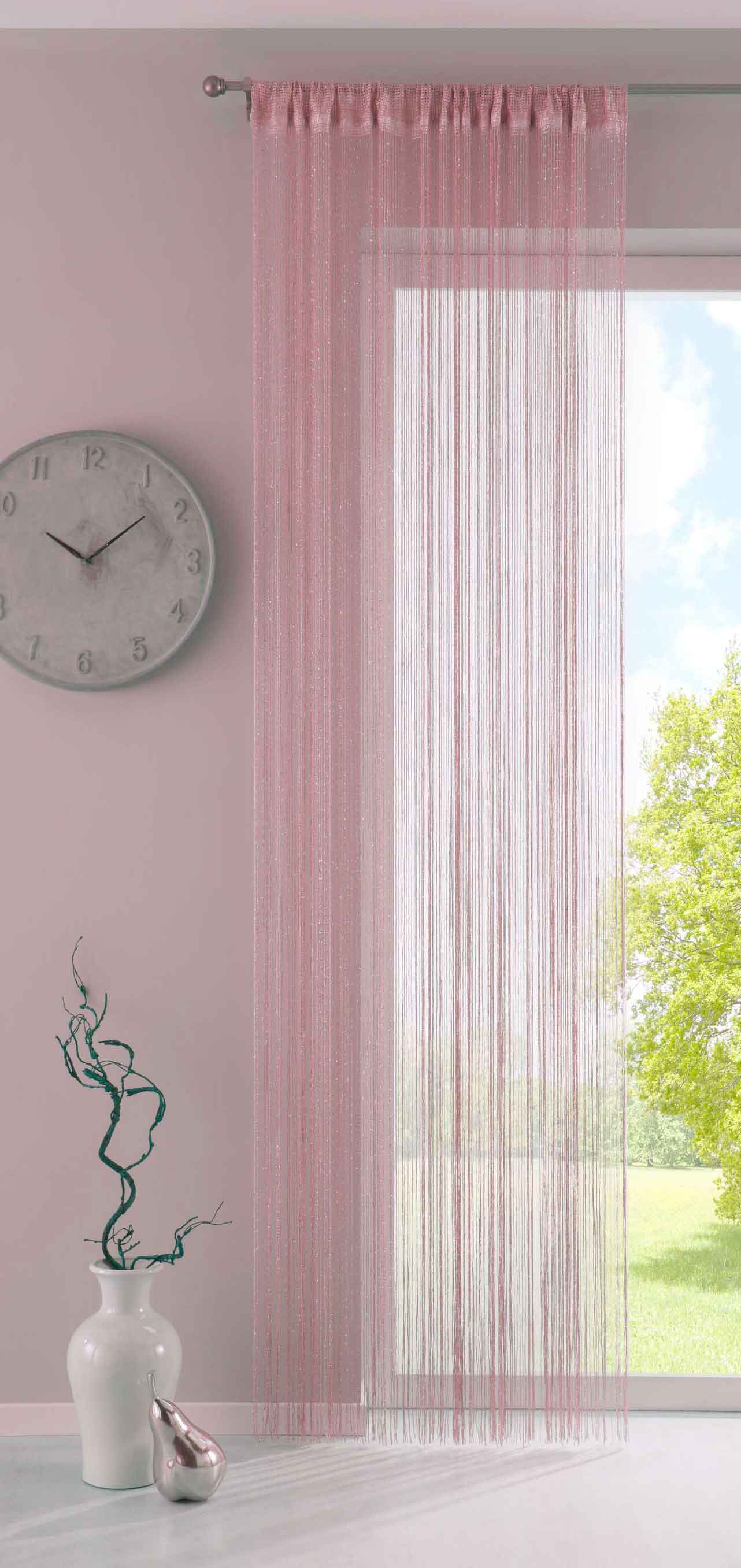 Fadengardine mit Tunneldurchzug und eingenähtem Kräuselband, geeignet für Gardinenstangen und Gardinenschienen Fadenvorhang Fadenstore Raumteiler 20303CN Altrosa HxB 250x140 cm Fadengardine 20303CNaltrosa_1365ef01-130c-4035-aac1-2e87a6b8d2fc | girdainenbox.com