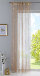 Fadengardine mit Tunneldurchzug und eingenähtem Kräuselband, geeignet für Gardinenstangen und Gardinenschienen Fadenvorhang Fadenstore Raumteiler 20303CN Gold Lurex HxB 270x140 cm Fadengardine 20303CNgold_lurex_98201ff4-3f66-4928-aadb-e3d119695159 | girdainenbox.com