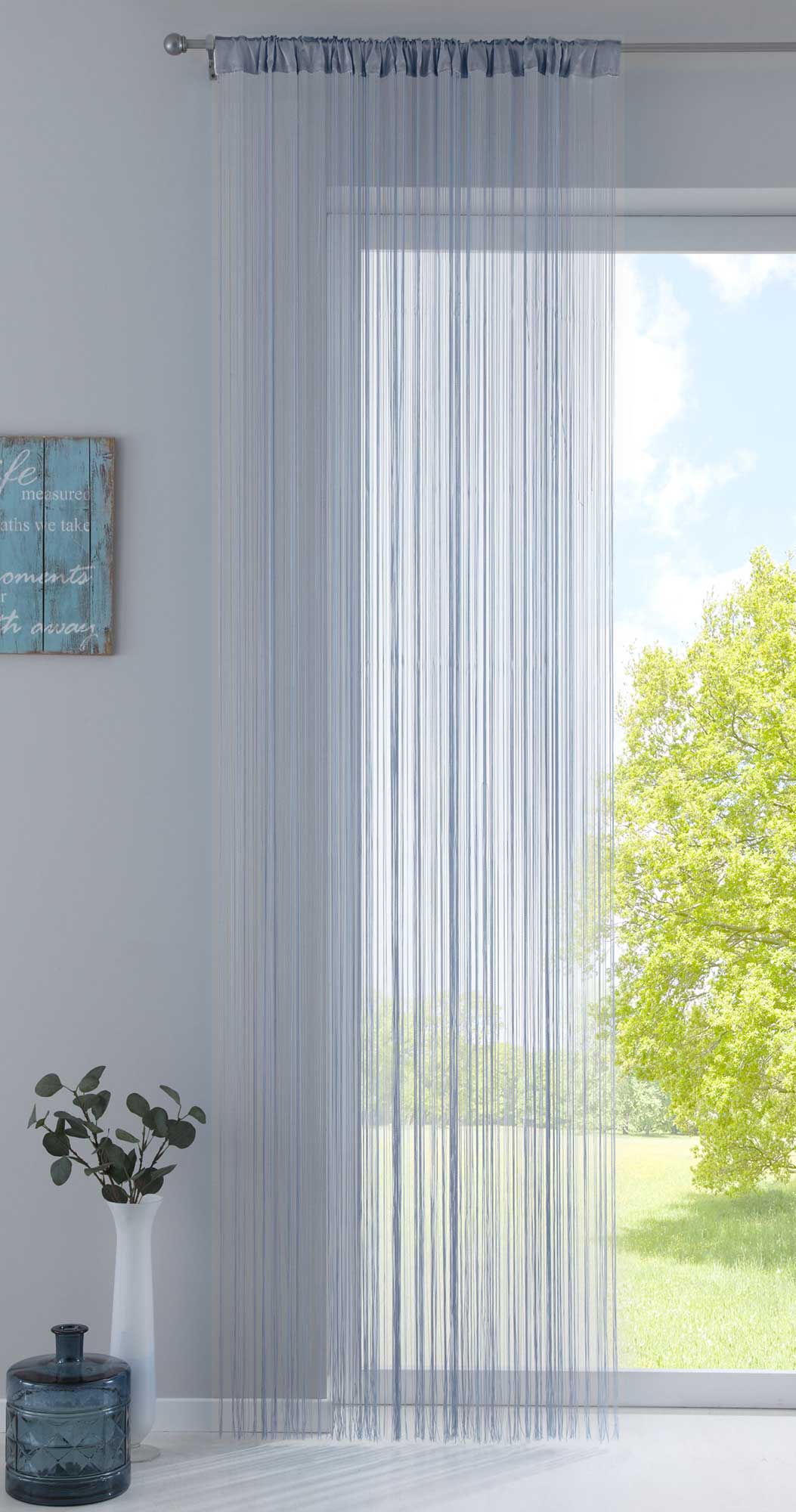 Fadengardine mit Tunneldurchzug und eingenähtem Kräuselband, geeignet für Gardinenstangen und Gardinenschienen Fadenvorhang Fadenstore Raumteiler 20303CN Grau HxB 270x90 cm Fadengardine 20303CNgrau_c8b3963a-9307-4b25-9acf-c5be83378127 | girdainenbox.com