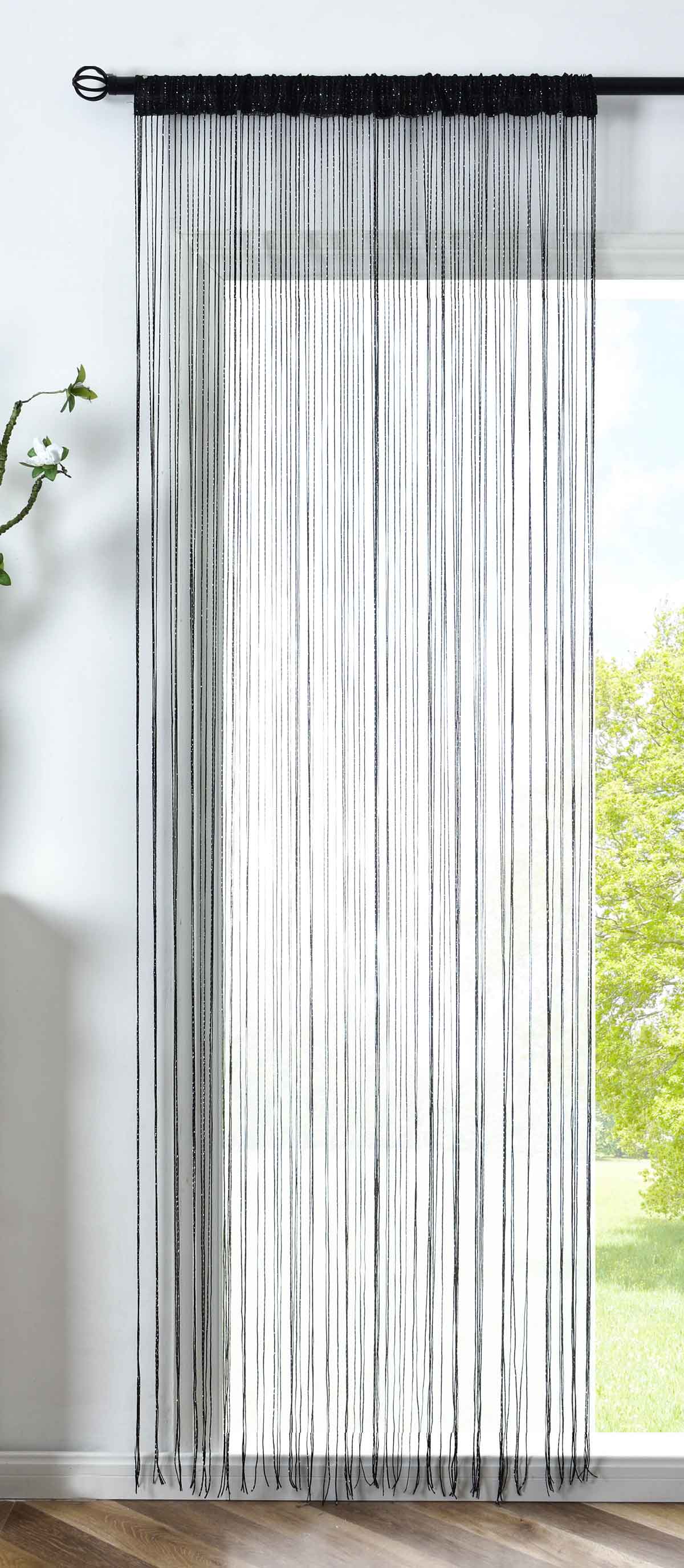 Fadengardine »Shanghai« Gardinenband Tunneldurchzug Schimmernd Vielseitig Modern Praktisch 20306 Schwarz Lurex HxB 250x145 cm Fadengardine 20306schwarz_lurex_1ccb955f-e940-40a8-ab1d-77500c437c85 | girdainenbox.com