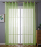 2er-Pack Ösen Gardinen Transparent Vorhang Set Wohnzimmer Voile Ösenvorhang Bleibandabschluß 203322 Apfelgrün HxB 145x140 cm Gardinen Set 203322apfelgruen | girdainenbox.com