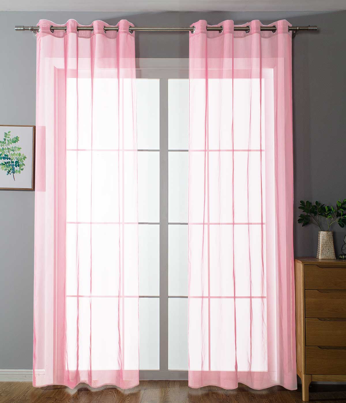 2er-Pack Ösen Gardinen Transparent Vorhang Set Wohnzimmer Voile Ösenvorhang Bleibandabschluß 203322 Hellrosa HxB 145x140 cm Gardinen Set 203322hellrosa | girdainenbox.com