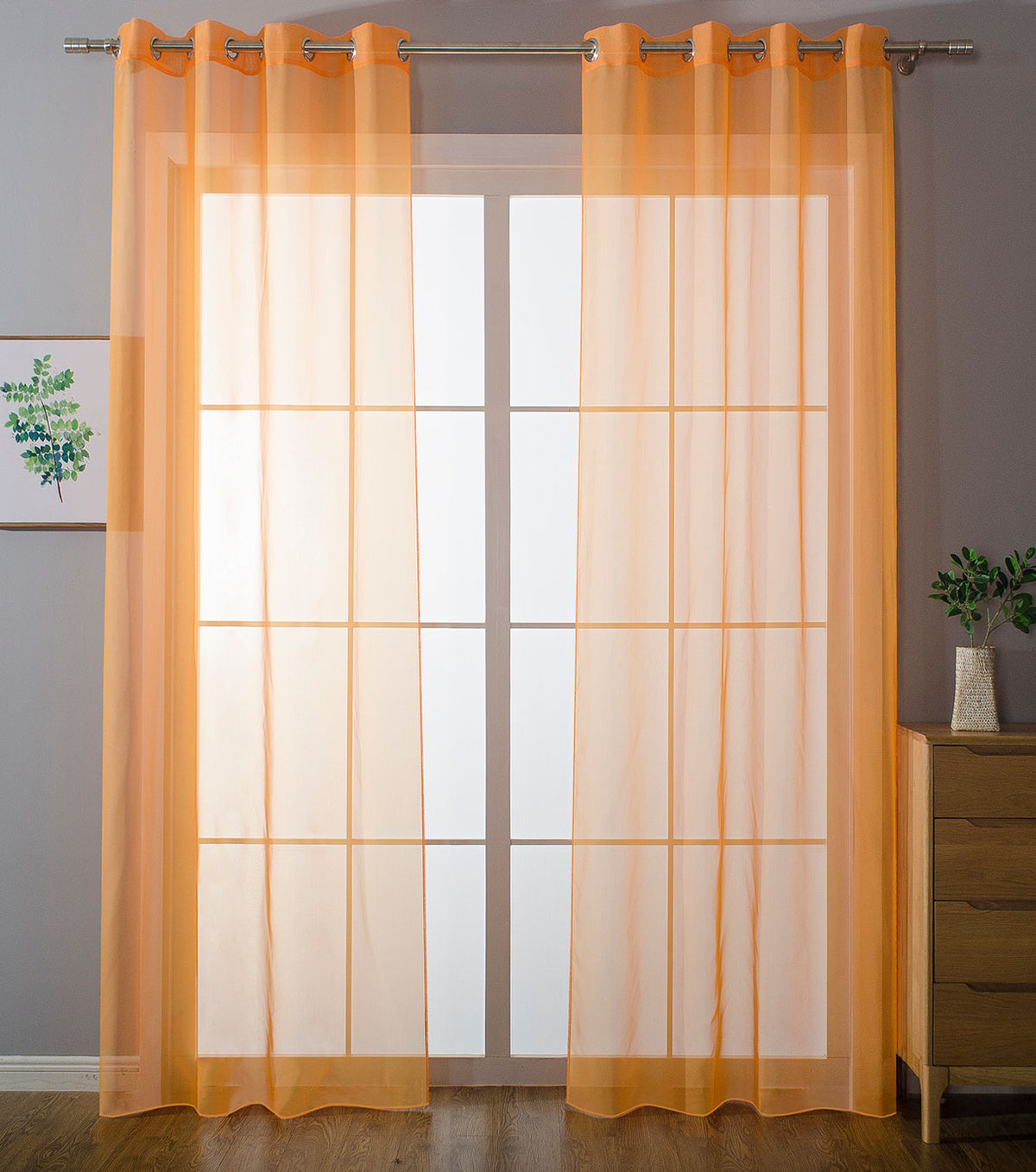 2er-Pack Ösen Gardinen Transparent Vorhang Set Wohnzimmer Voile Ösenvorhang Bleibandabschluß 203322 Orange HxB 225x140 cm Gardinen Set 203322orange_e2397632-c3a6-41ae-8b1e-ede2d2e7ba16 | girdainenbox.com