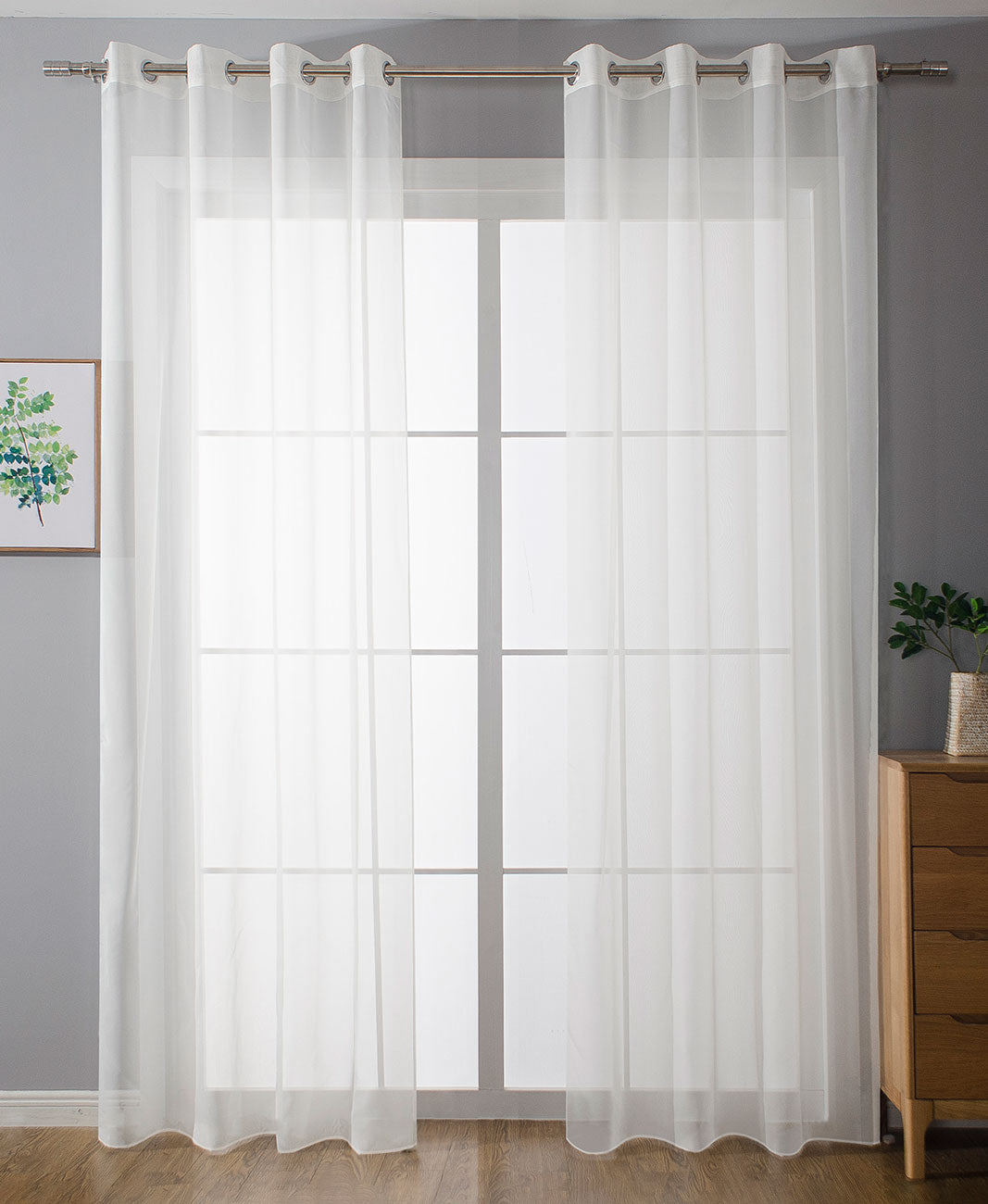 2er-Pack Ösen Gardinen Transparent Vorhang Set Wohnzimmer Voile Ösenvorhang Bleibandabschluß 203322 Weiß HxB 145x140 cm Gardinen Set 203322weiss | girdainenbox.com
