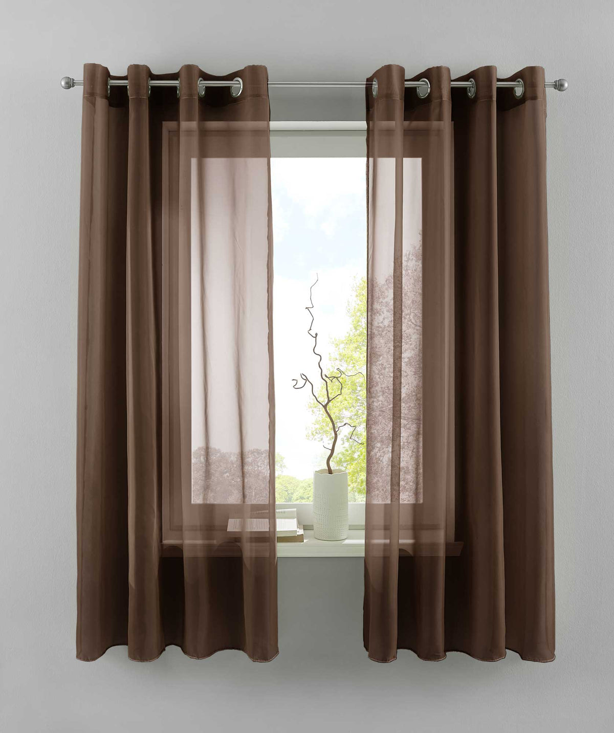 2er Set Ösengardinen Transparent »Basel« Gardine Bleiband Store Vorhang 20332TR2 Gardinen Set 20332TR2braun-175 | girdainenbox.com