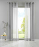 2er Set Ösengardinen Transparent »Basel« Gardine Bleiband Store Vorhang 20332TR2 Gardinen Set 20332TR2grau | girdainenbox.com