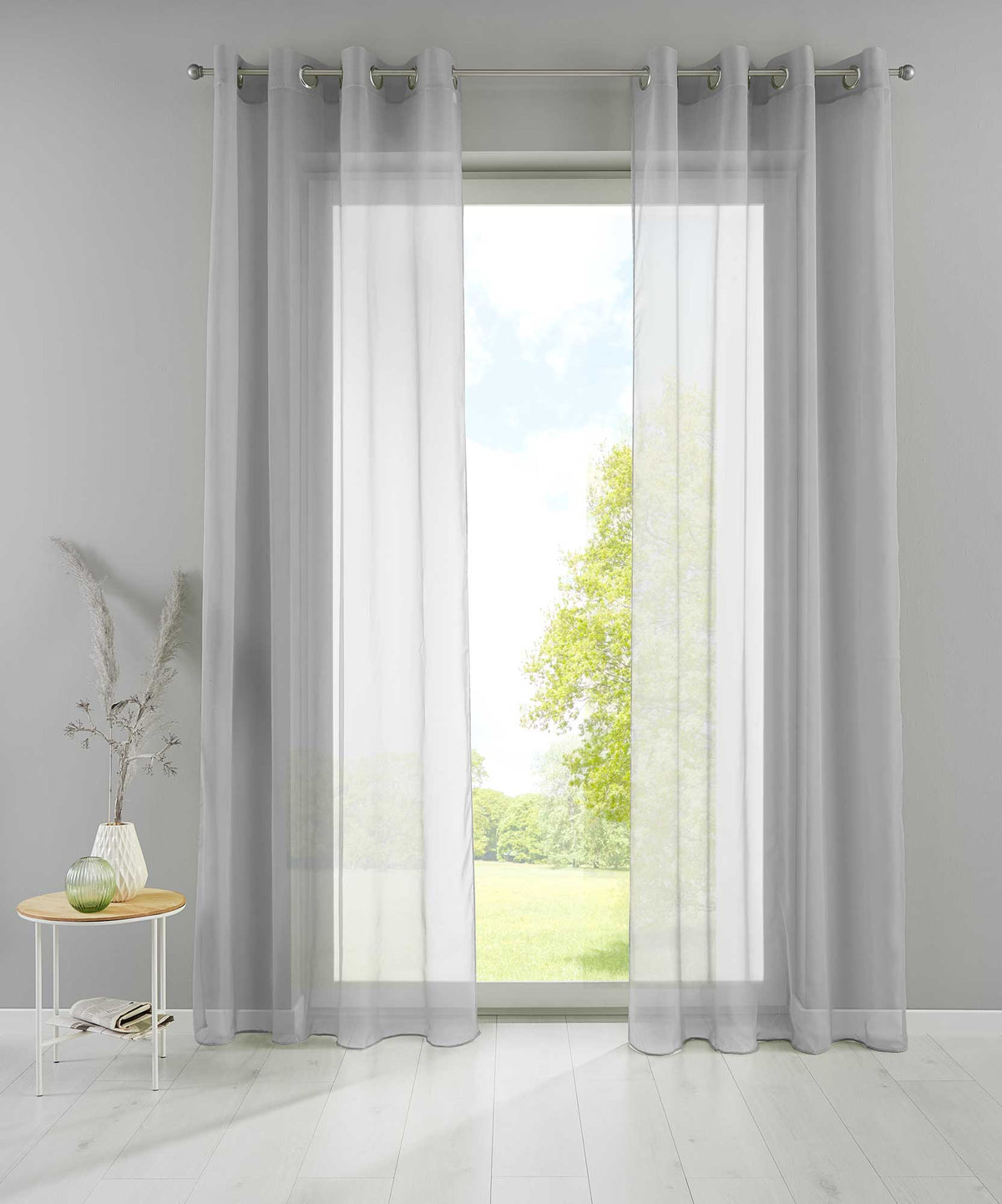 2er Set Ösengardinen Transparent »Basel« Gardine Bleiband Store Vorhang 20332TR2 Grau HxB 245x140 cm Gardinen Set 20332TR2grau_0c93c5a0-ff77-40c2-b9b6-d6f898682db3 | girdainenbox.com