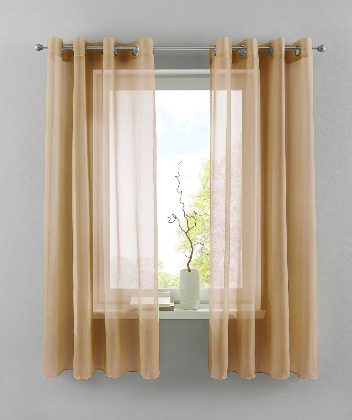 2er Set Ösengardinen Transparent »Basel« Gardine Bleiband Store Vorhang 20332TR2 Sand HxB 175x140 cm Gardinen Set 20332TR2sand-175_259c3454-dae7-49d0-afff-9434038a65db | girdainenbox.com