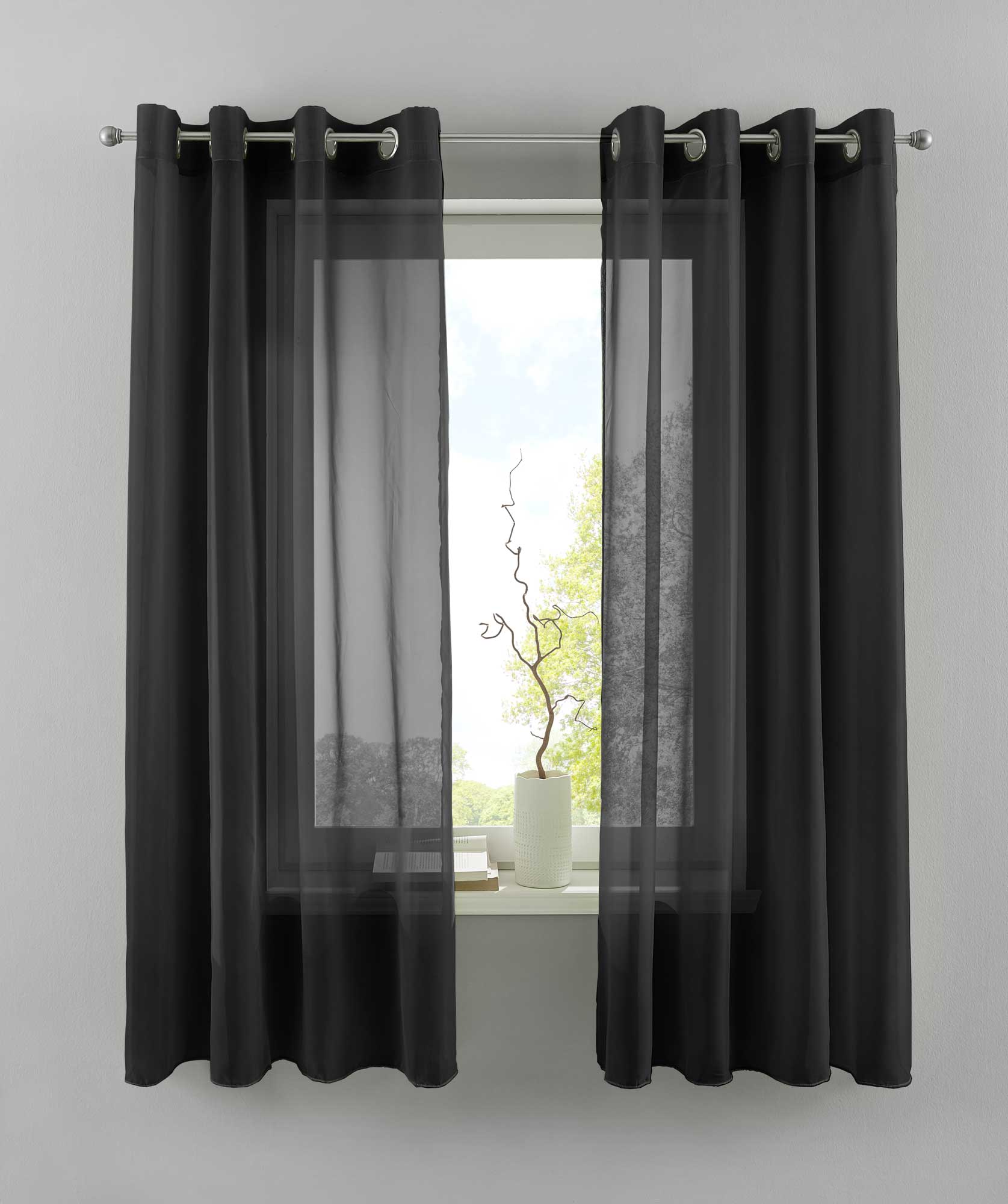 2er Set Ösengardinen Transparent »Basel« Gardine Bleiband Store Vorhang 20332TR2 Schwarz HxB 175x140 cm Gardinen Set 20332TR2schwarz-175_939fd839-eca3-4bac-87e3-327910db9186 | girdainenbox.com
