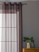 2er-Pack Ösen Gardinen Transparent Vorhang Set Wohnzimmer Voile Ösenvorhang Bleibandabschluß 203322 Gardinen Set 20332_braun_2 | girdainenbox.com