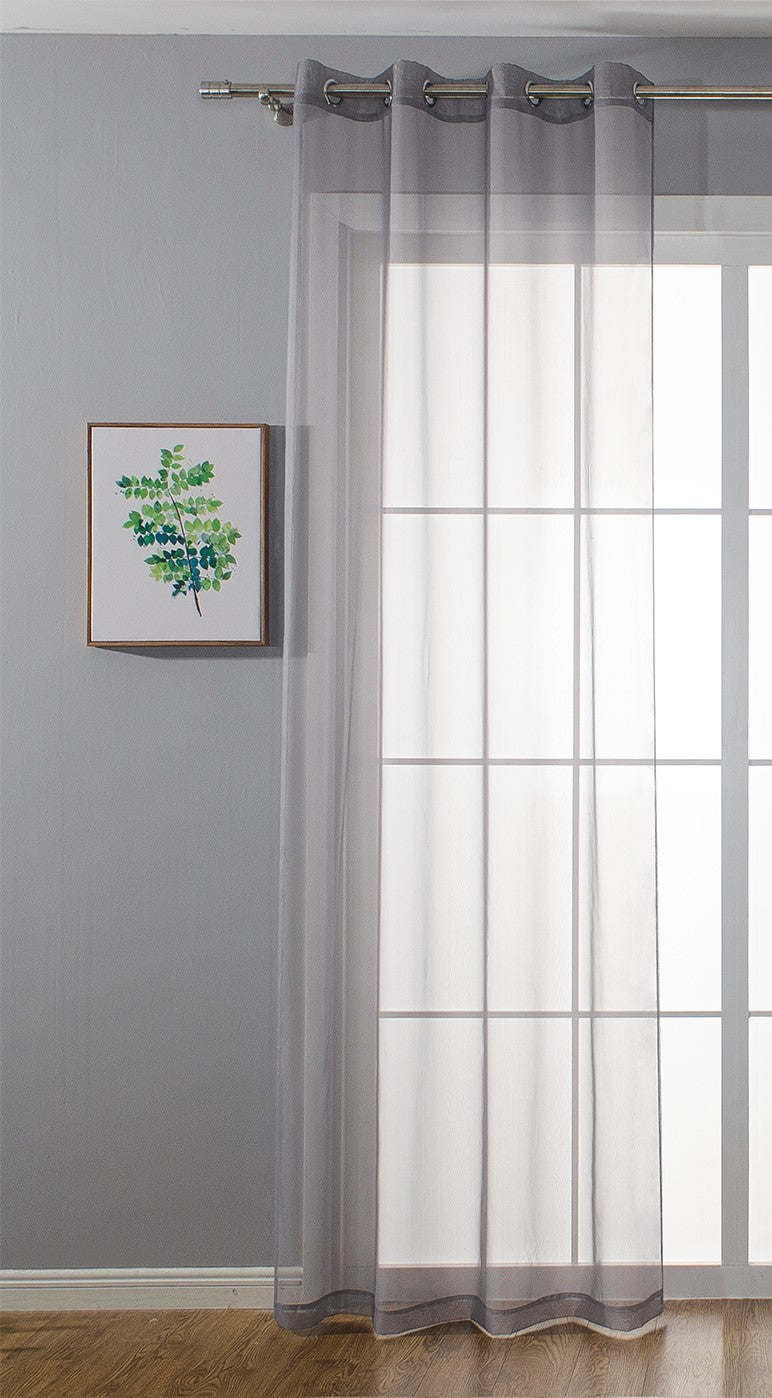 2er-Pack Ösen Gardinen Transparent Vorhang Set Wohnzimmer Voile Ösenvorhang Bleibandabschluß 203322 Gardinen Set 20332_grau_1_-_Kopie | girdainenbox.com