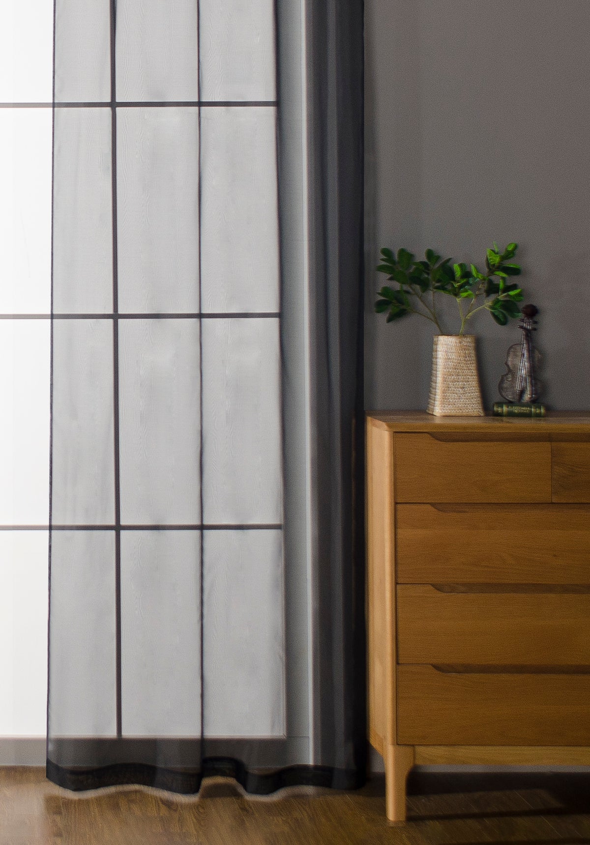 2er-Pack Ösen Gardinen Transparent Vorhang Set Wohnzimmer Voile Ösenvorhang Bleibandabschluß 203322 Gardinen Set 20332_schwarz_2 | girdainenbox.com