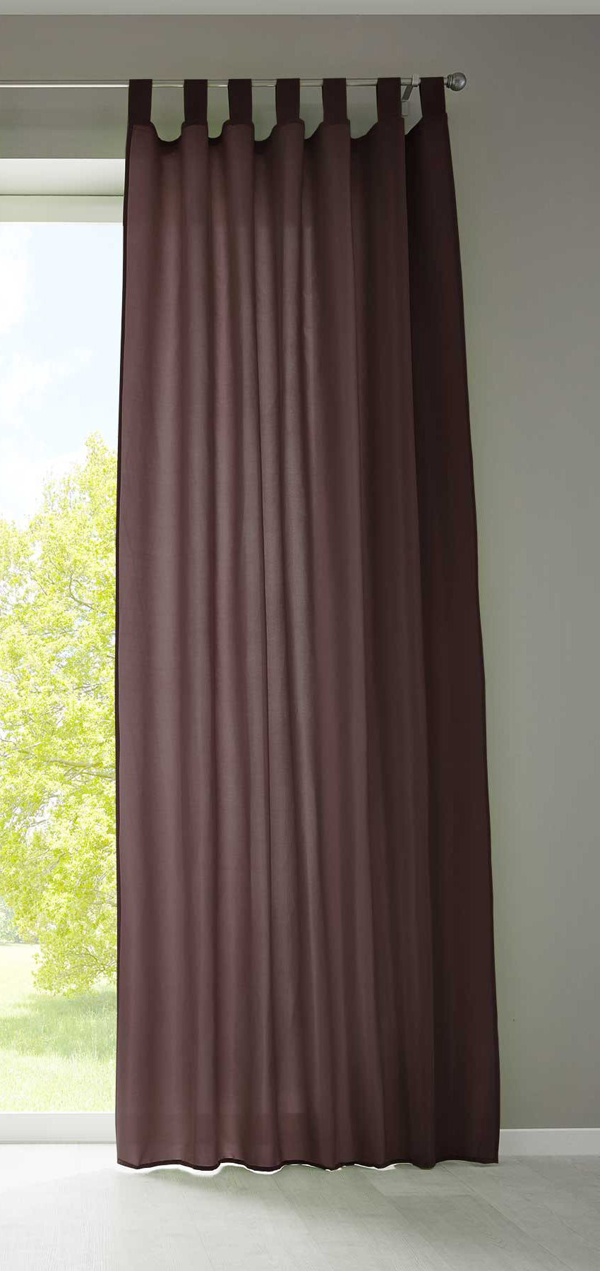 1er Set Vorhang Schal Schlaufen »Berlin« Microsatin Lichtdurchlässig Kräuselband Uni Matt 20400N Braun HxB 225x140 cm Gardinenschal 20400Nbraun_4ca37034-d20a-4a28-aab4-a7b0f5057372 | girdainenbox.com