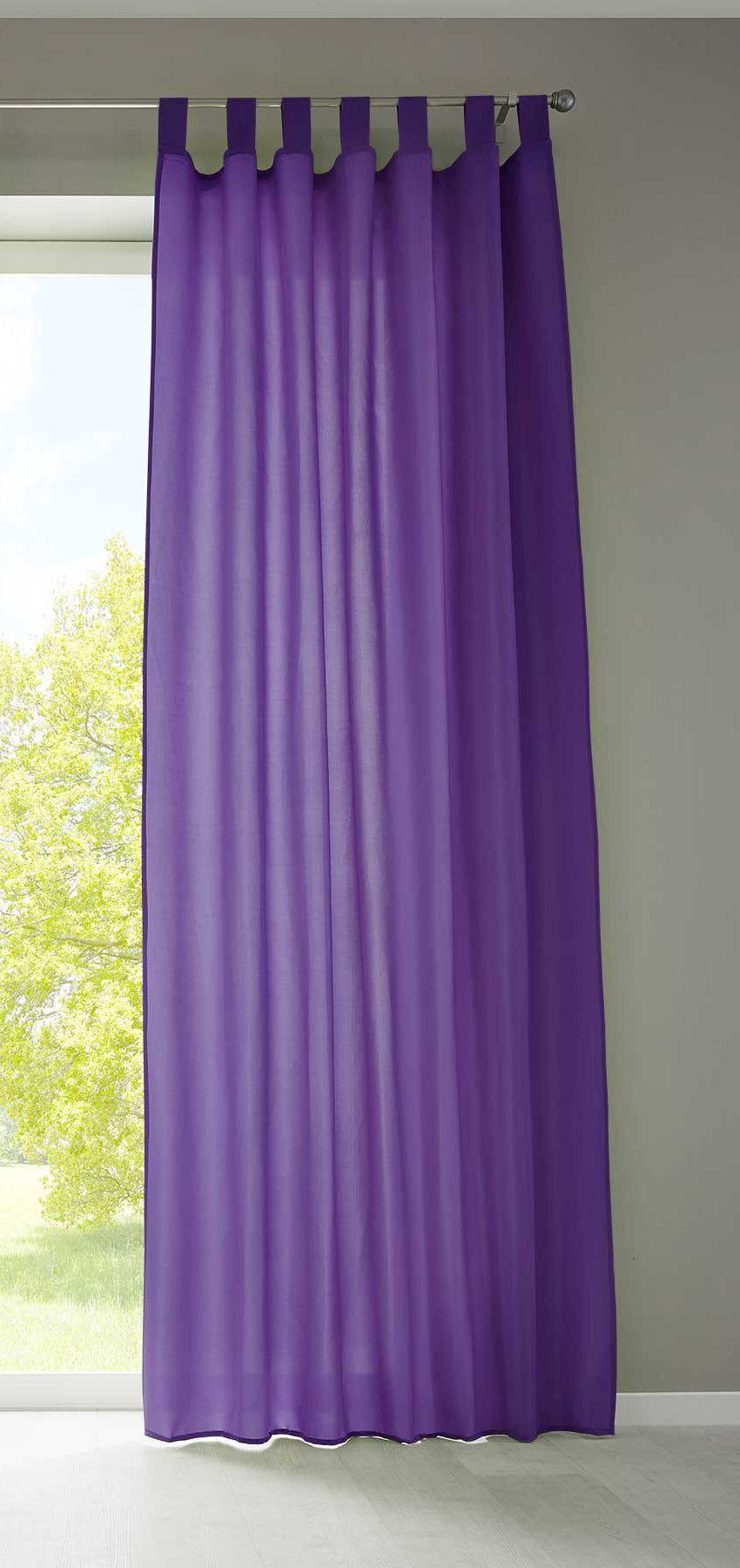 1er Set Vorhang Schal Schlaufen »Berlin« Microsatin Lichtdurchlässig Kräuselband Uni Matt 20400N Lila HxB 245x140 cm Gardinenschal 20400Nlila | girdainenbox.com