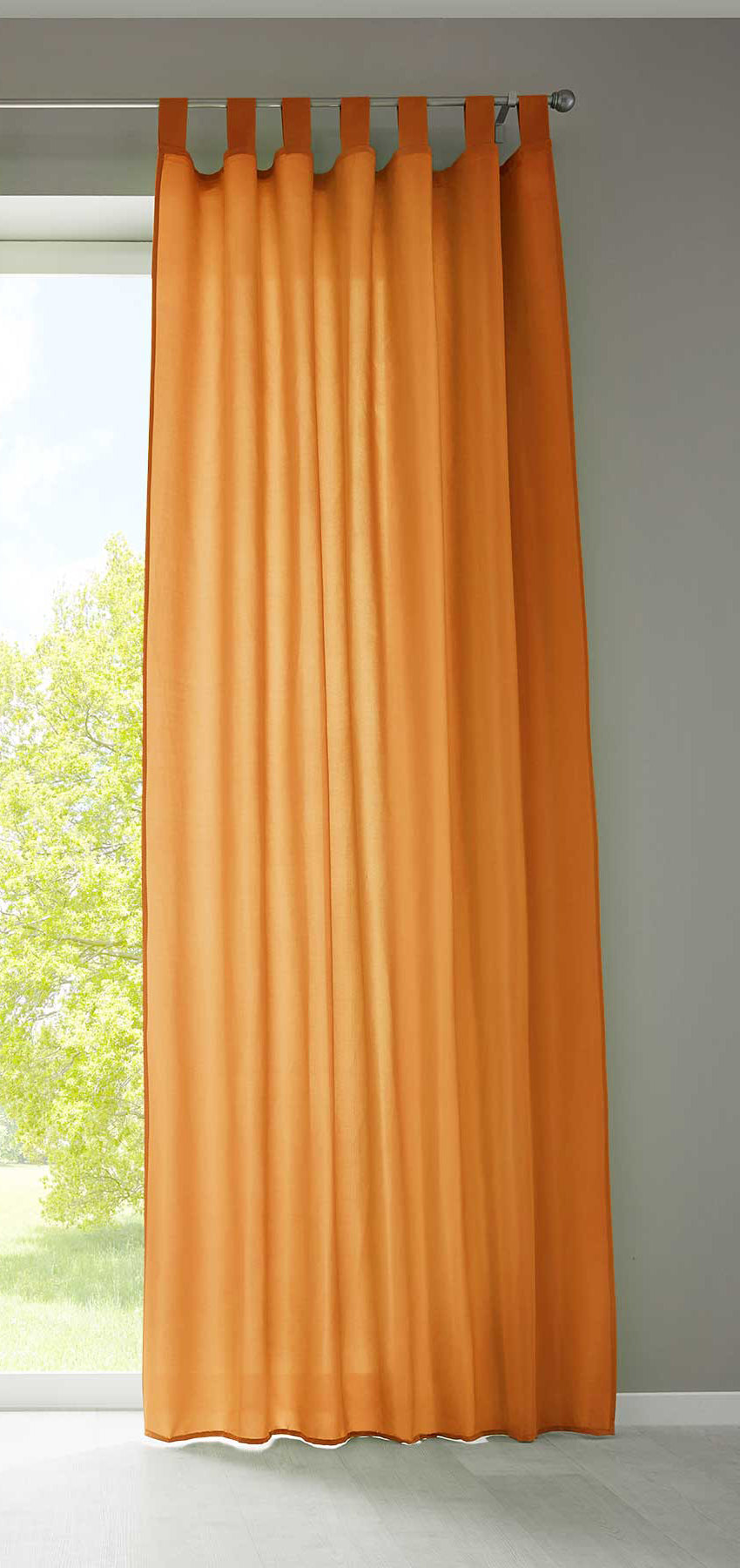 1er Set Vorhang Schal Schlaufen »Berlin« Microsatin Lichtdurchlässig Kräuselband Uni Matt 20400N Orange HxB 225x140 cm Gardinenschal 20400Norange_24e7dddf-71a9-4db8-ae50-96c49803781c | girdainenbox.com