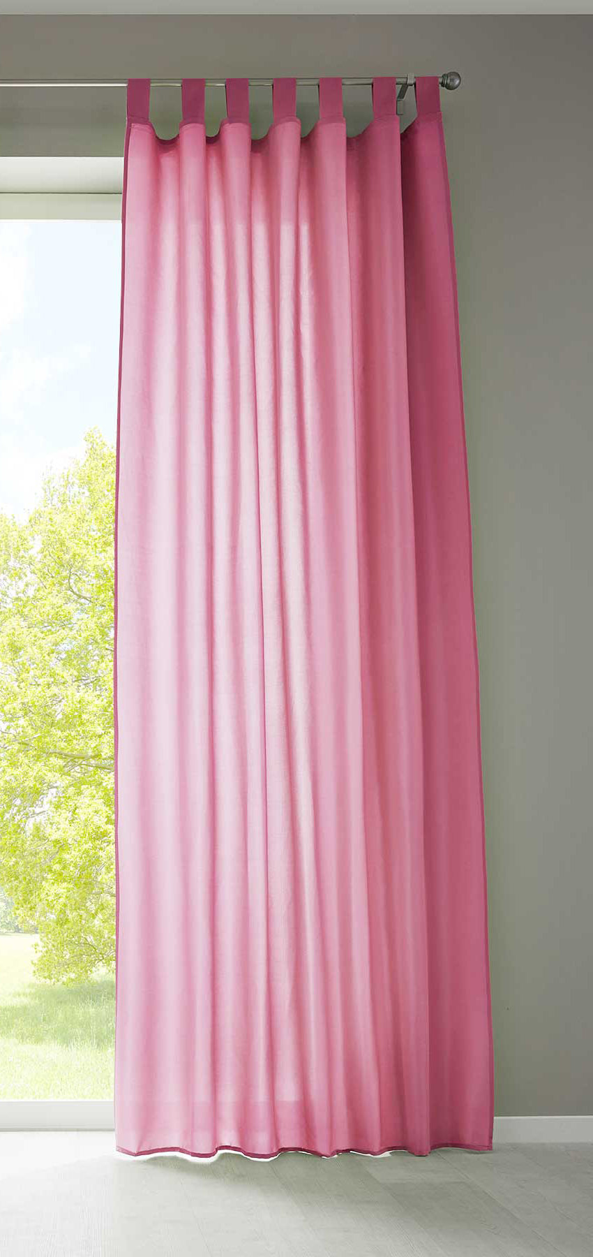 1er Set Vorhang Schal Schlaufen »Berlin« Microsatin Lichtdurchlässig Kräuselband Uni Matt 20400N Pink HxB 245x140 cm Gardinenschal 20400Npink | girdainenbox.com